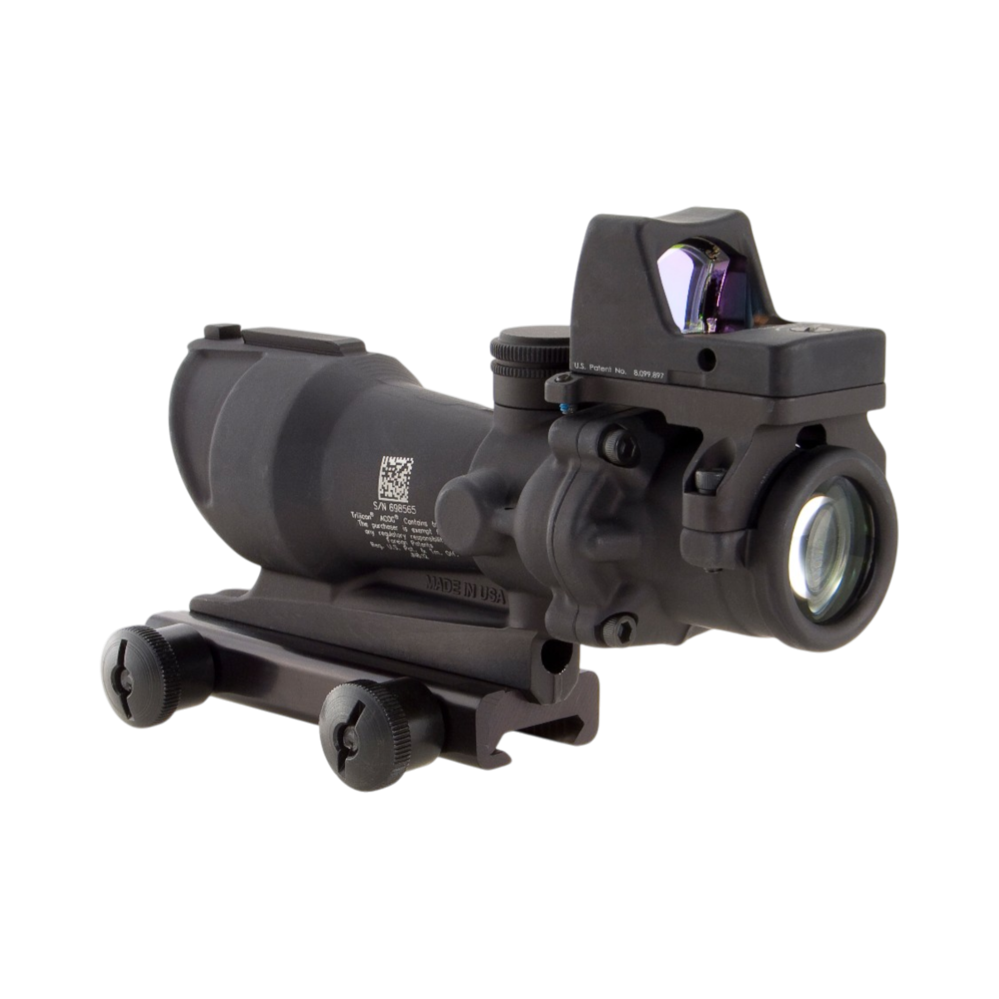 Trijicon ACOG® 4x32 Scope, Amb. CH .223 Reticle, Colt Knob Mount & 3.25 MOA Red RMR Type 2