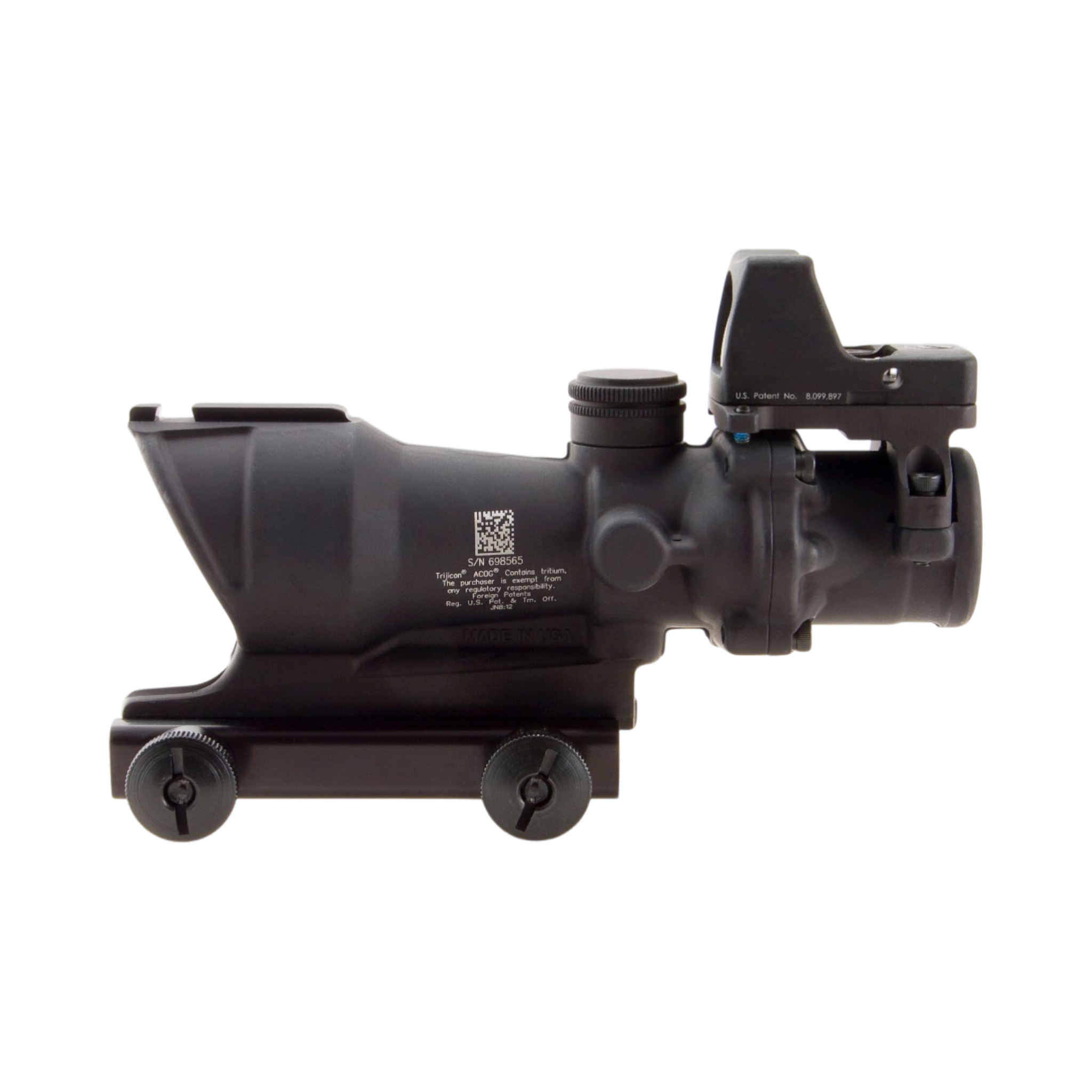 Trijicon ACOG® 4x32 Scope, Amb. CH .223 Reticle, Colt Knob Mount & 3.25 MOA Red RMR Type 2