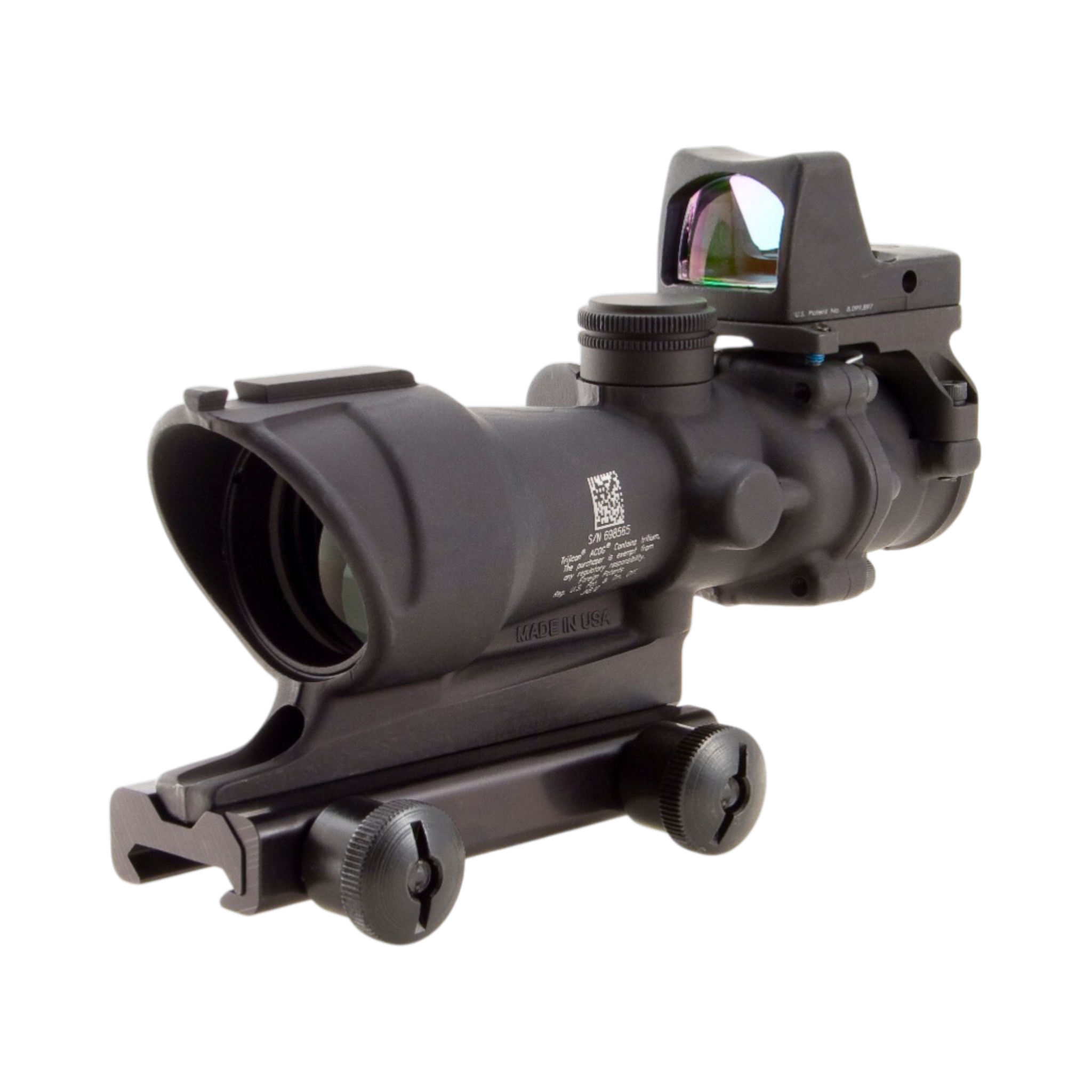 Trijicon ACOG® 4x32 Scope, Amb. CH .223 Reticle, Colt Knob Mount & 3.25 MOA Red RMR Type 2