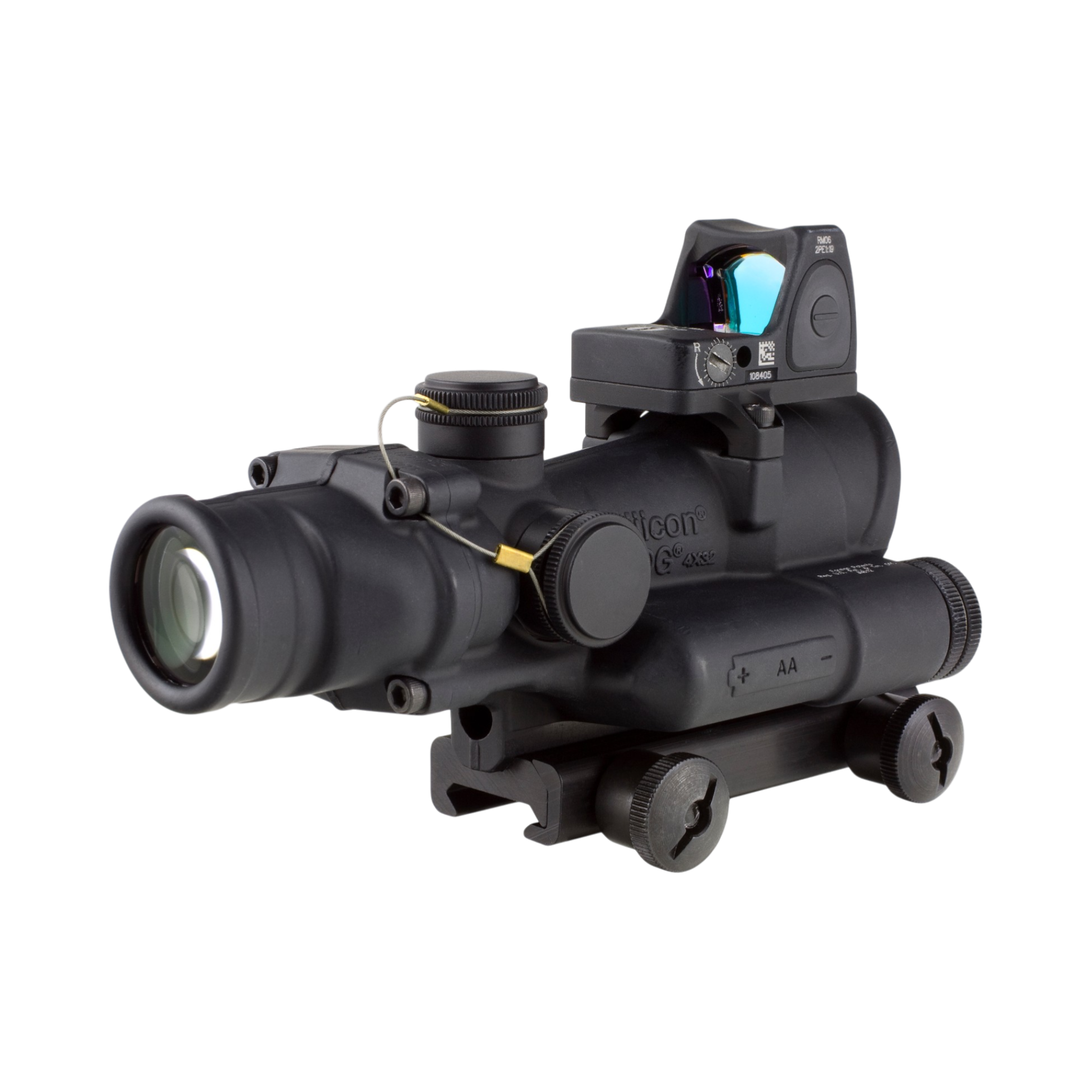 Trijicon ACOG® 4x32 Scope, Red CH .223 Reticle, Colt Knob Mount & 3.25 MOA Red RMR® Adj. LED Type 2