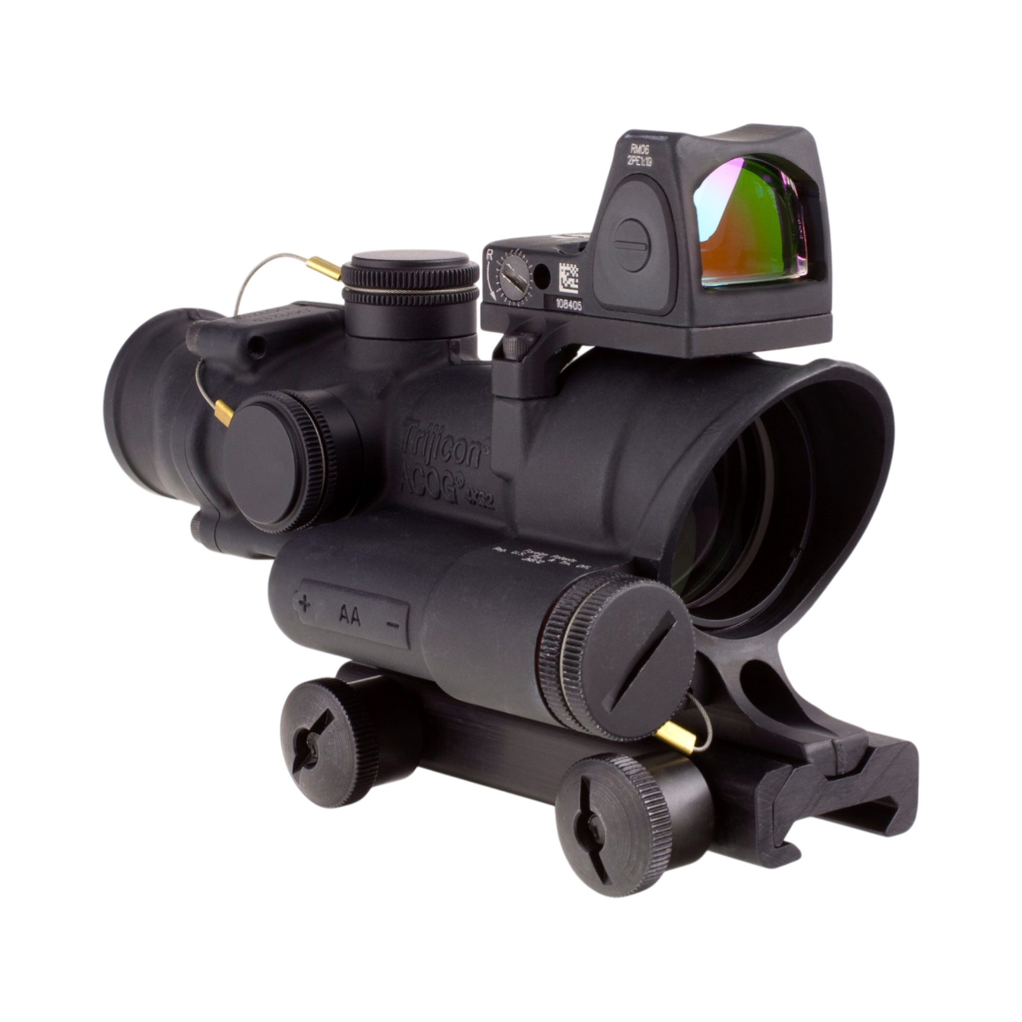 Trijicon ACOG® 4x32 Scope, Red CH .223 Reticle, Colt Knob Mount & 3.25 MOA Red RMR® Adj. LED Type 2