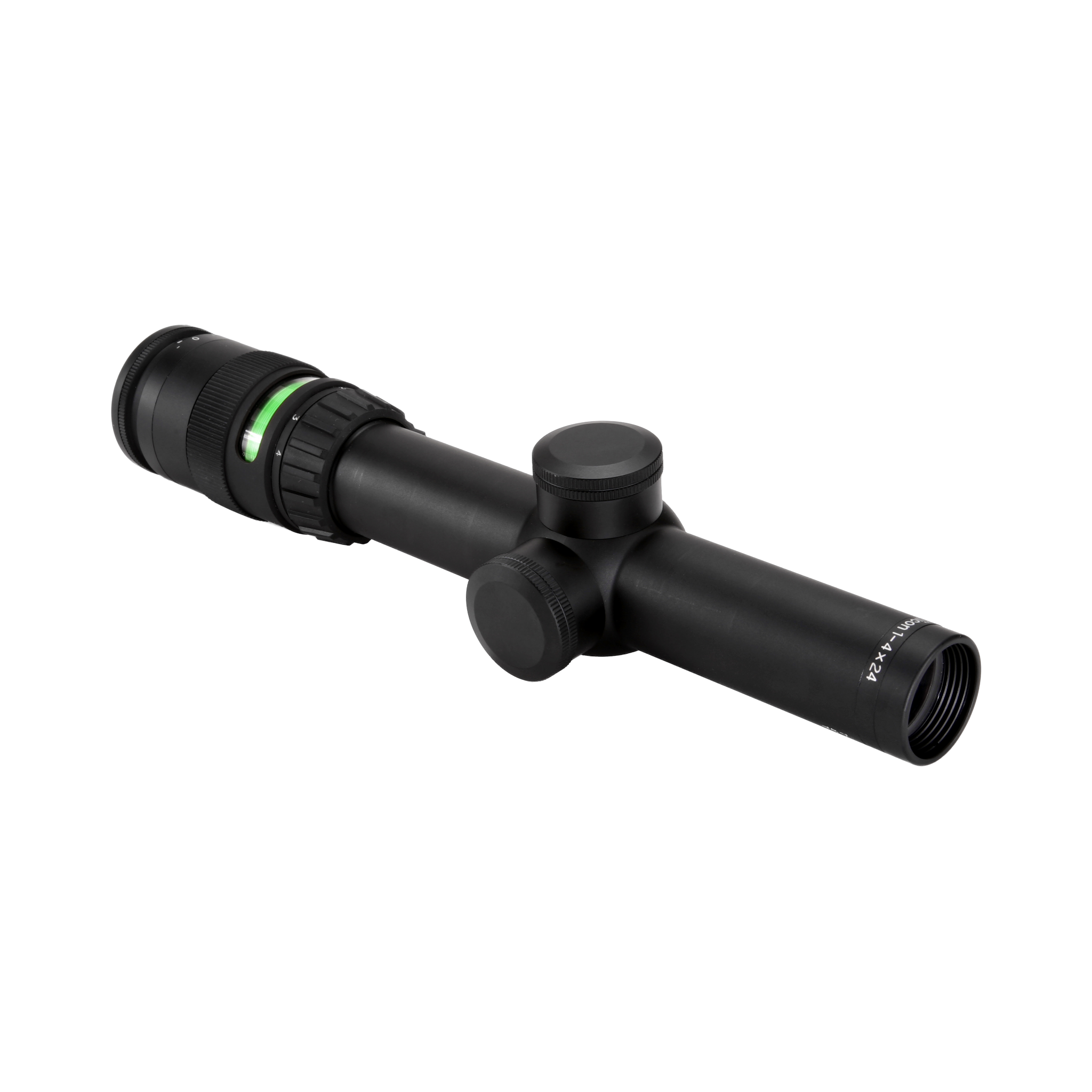 AccuPoint® 1-4x24 optiskais tēmēklis ar standarta dupleksa tēmējlīniju un zaļu punktu, 30 mm, matēti melns, ar aizsargvāciņu