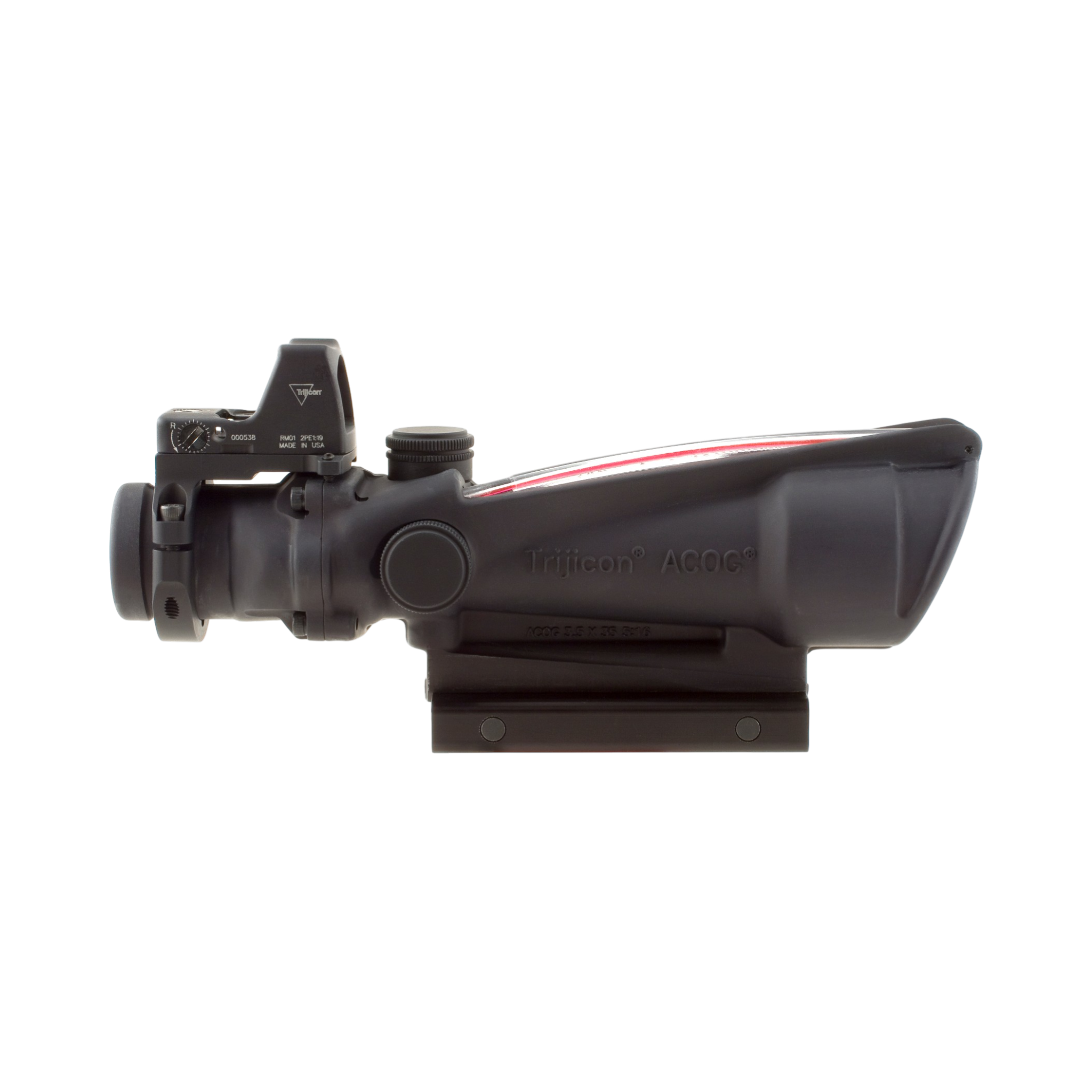 Trijicon ACOG® 3.5x35, D.I. Red Crosshair .223 Reticle, Colt Knob Mount & 3.25 MOA Red RMR Type 2