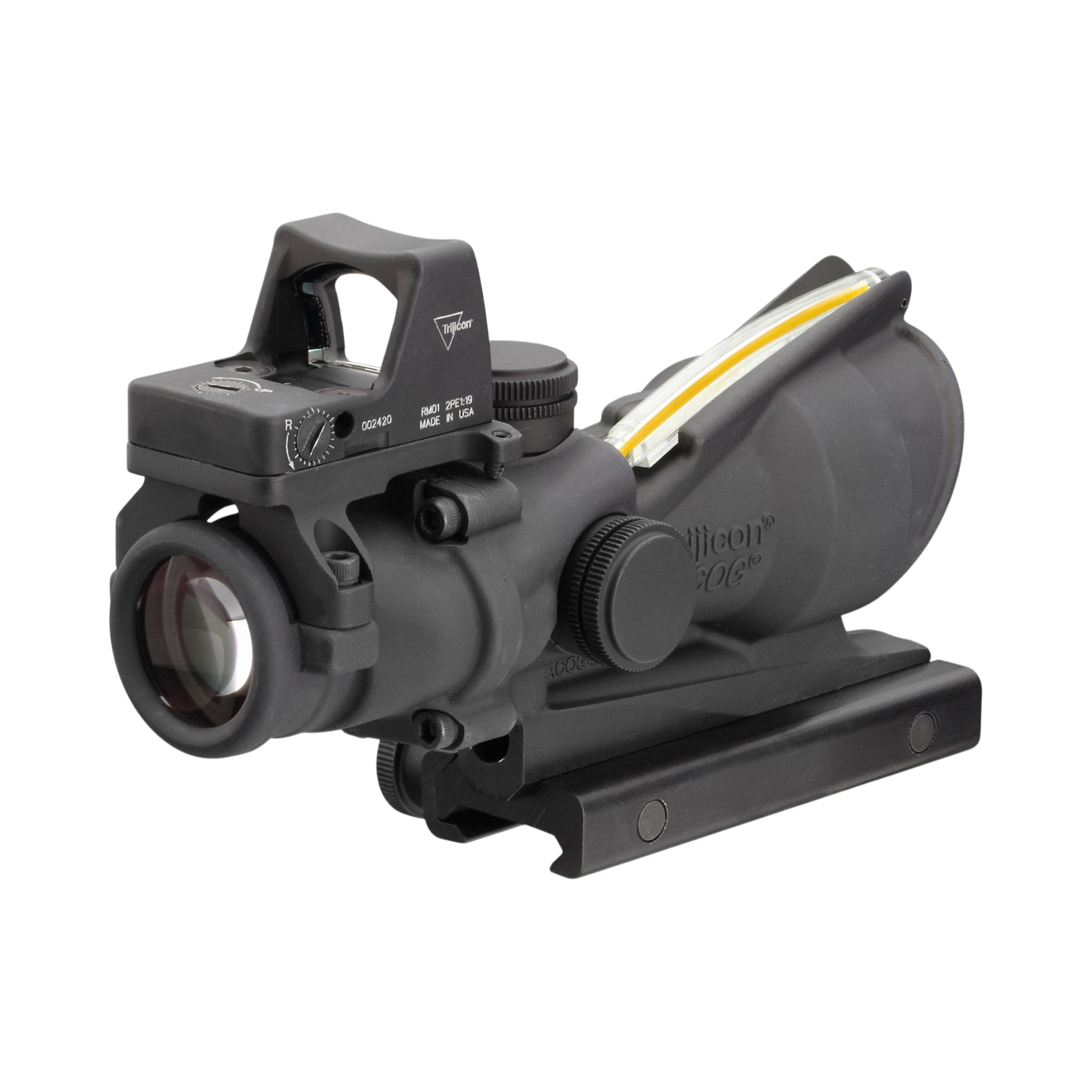 Trijicon ACOG® 4x32, D.I. Amber Crosshair .223 Reticle, Colt Knob Mount & 3.25 MOA Red RMR Type 2