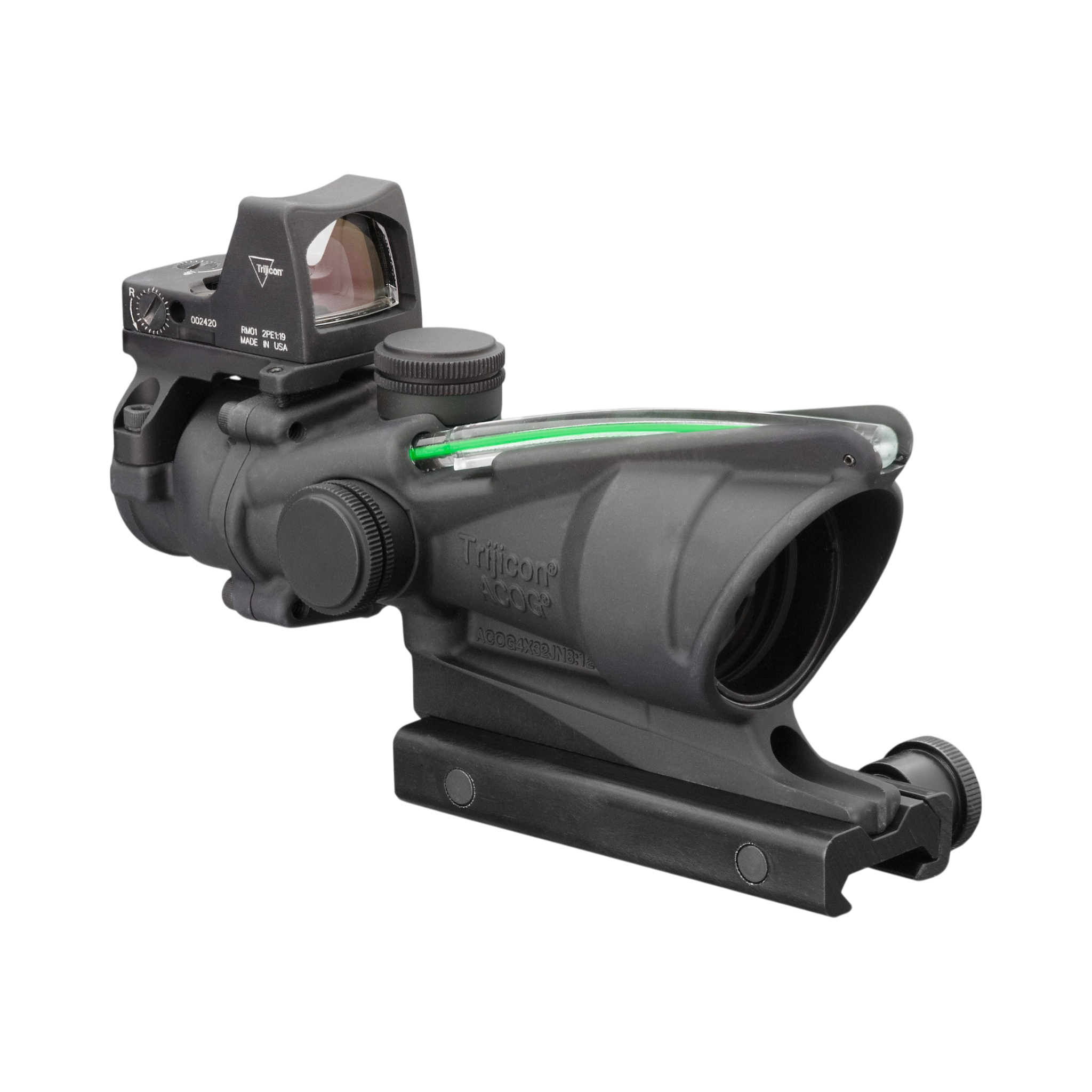 Trijicon ACOG® 4x32, D.I. Green Crosshair .223 Reticle, Colt Knob Mount & 3.25 MOA Red RMR Type 2