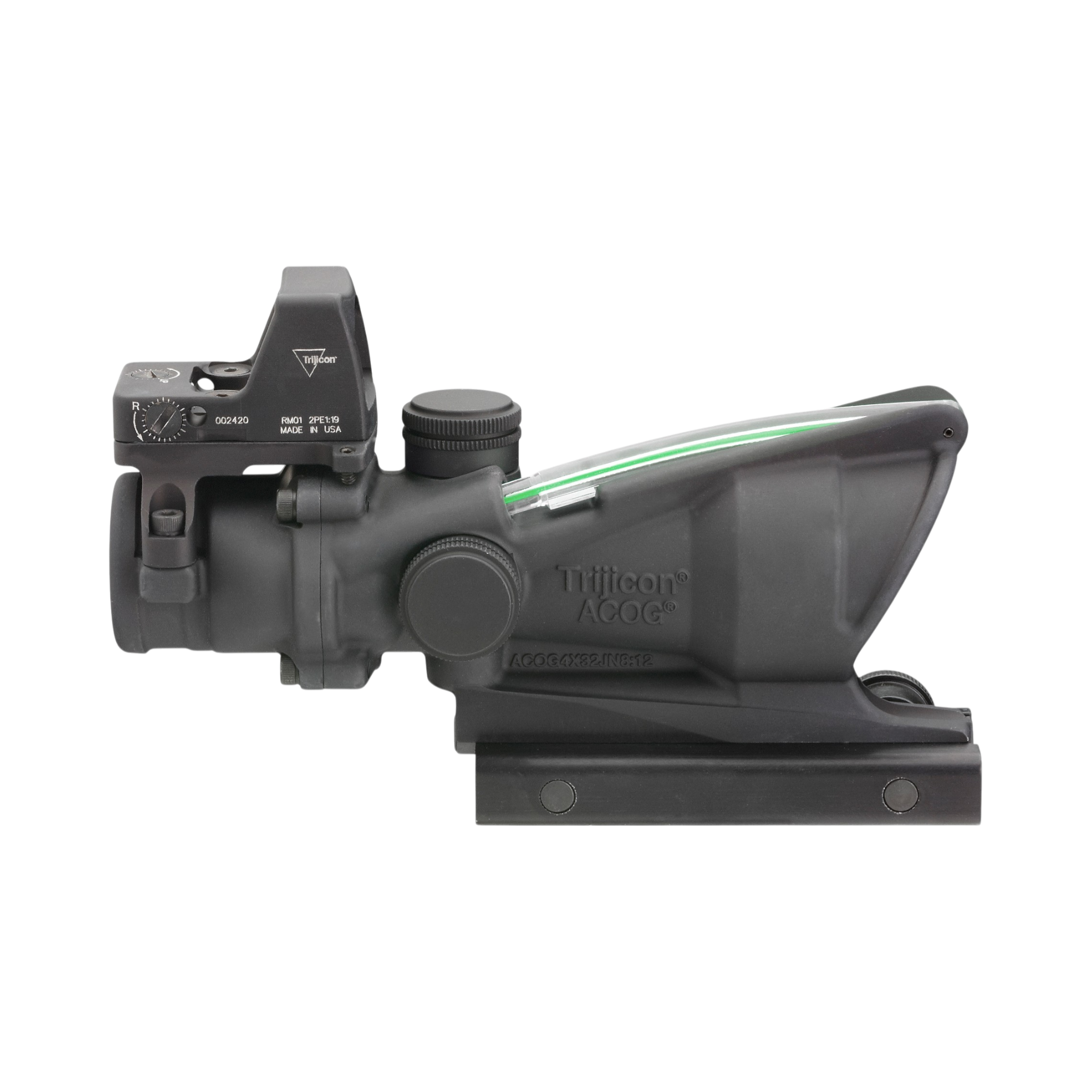 Trijicon ACOG® 4x32, D.I. Green Crosshair .223 Reticle, Colt Knob Mount & 3.25 MOA Red RMR Type 2