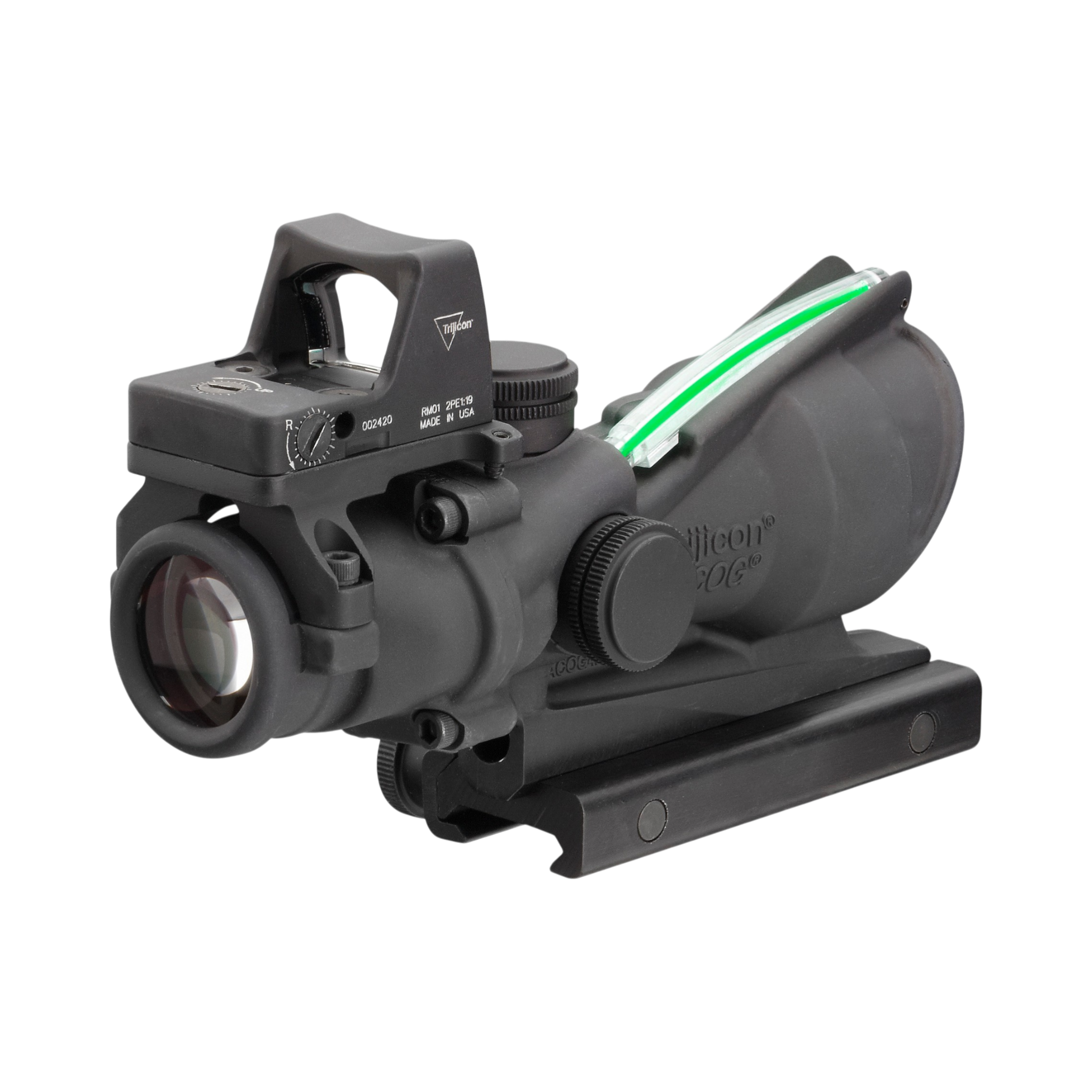 Trijicon ACOG® 4x32 Scope, Gr. Chev .223 D.I., Colt Knob Mount & 3.25 MOA Red RMR Type 2