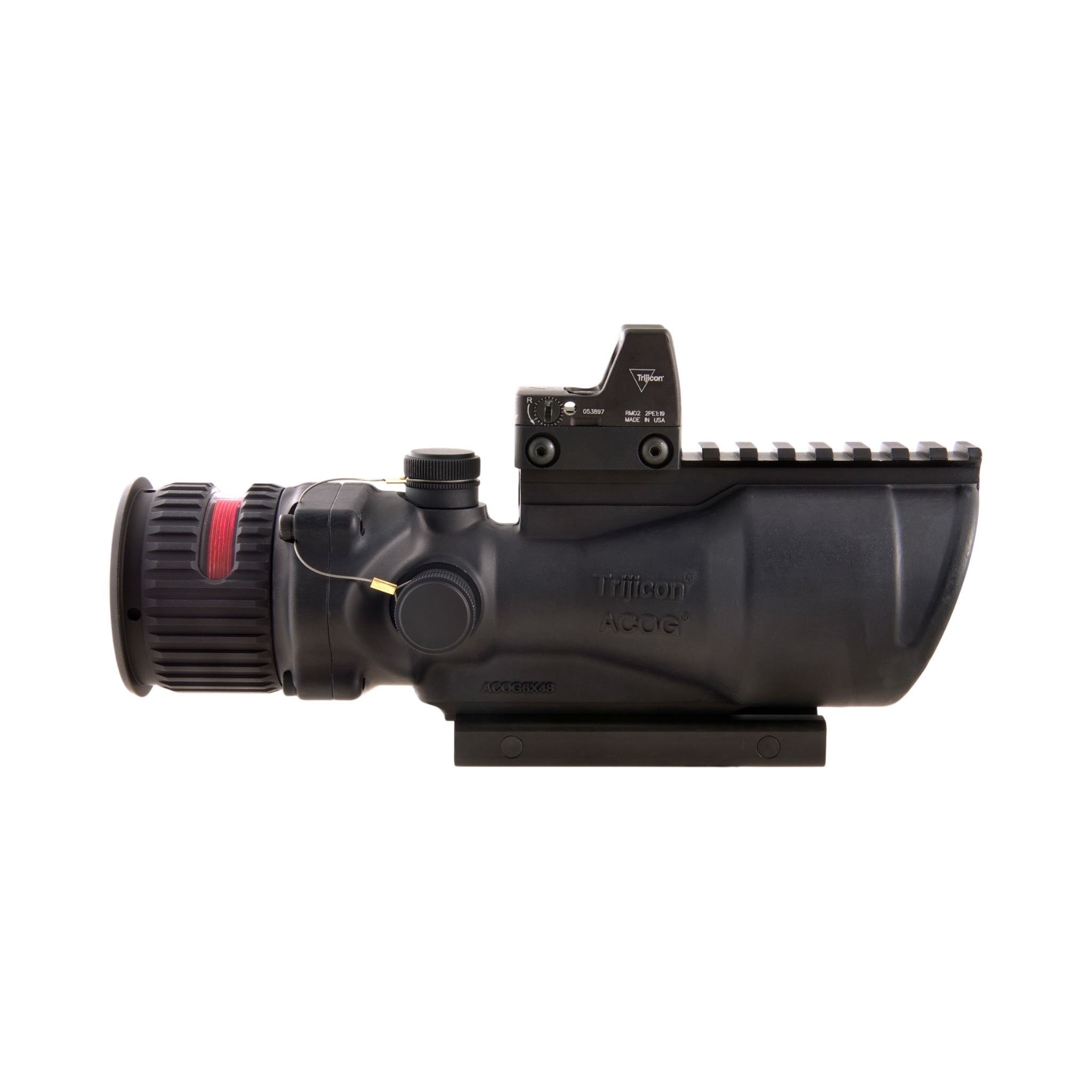Trijicon ACOG® 6x48, D.I. Red Chevron .308 Reticle, Colt Knob Mount & 6.5 MOA Red RMR Type 2