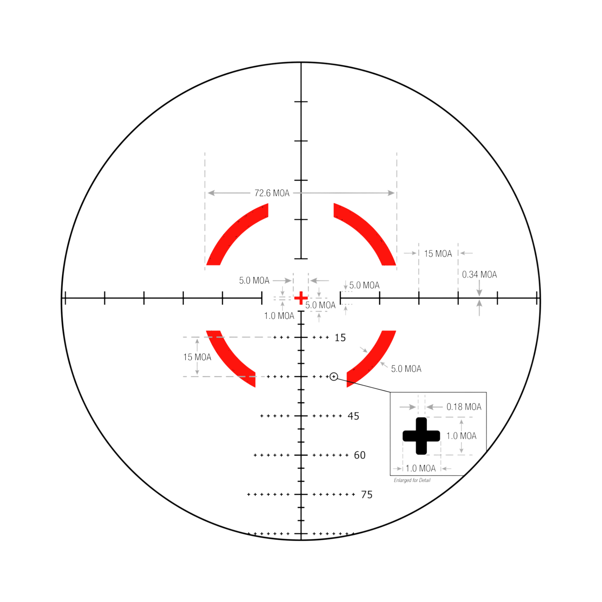 VCOG® 1-6x24; Red Seg. Circle/Crosshair MOA Reticle w/ Thumb Screw Mt.