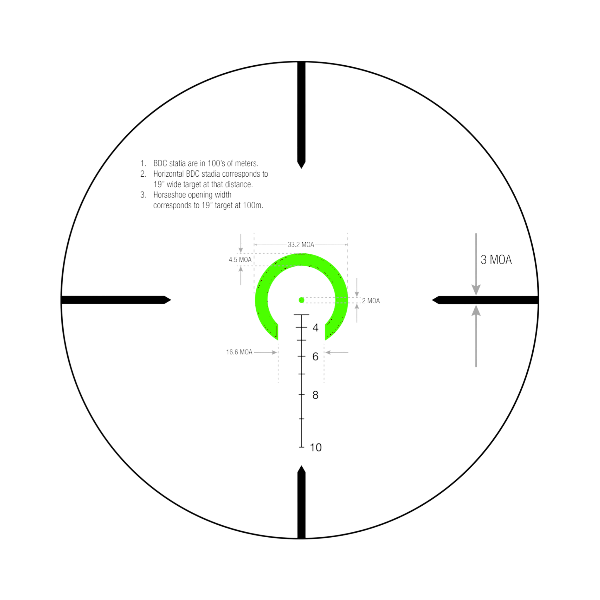 VCOG® 1-6x24; Green Horseshoe Dot/Crosshair .308/175gr; Thumb Screw Mt.