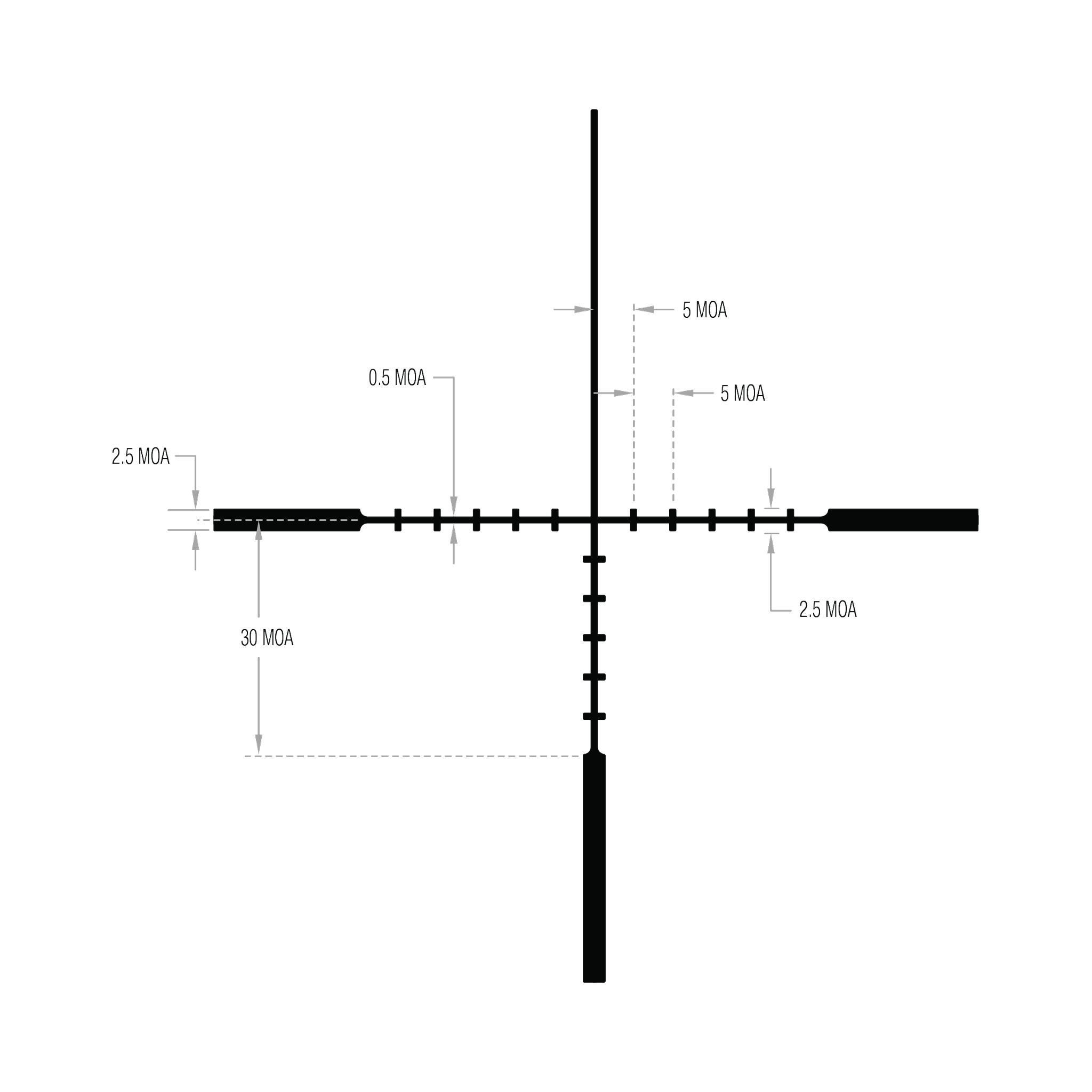 Ascent® 1-4x24 optiskais tēmēklis ar BDC mērķa fiksatoriem, 30 mm, matēti melns, regulatori ar aizsargvāciņiem