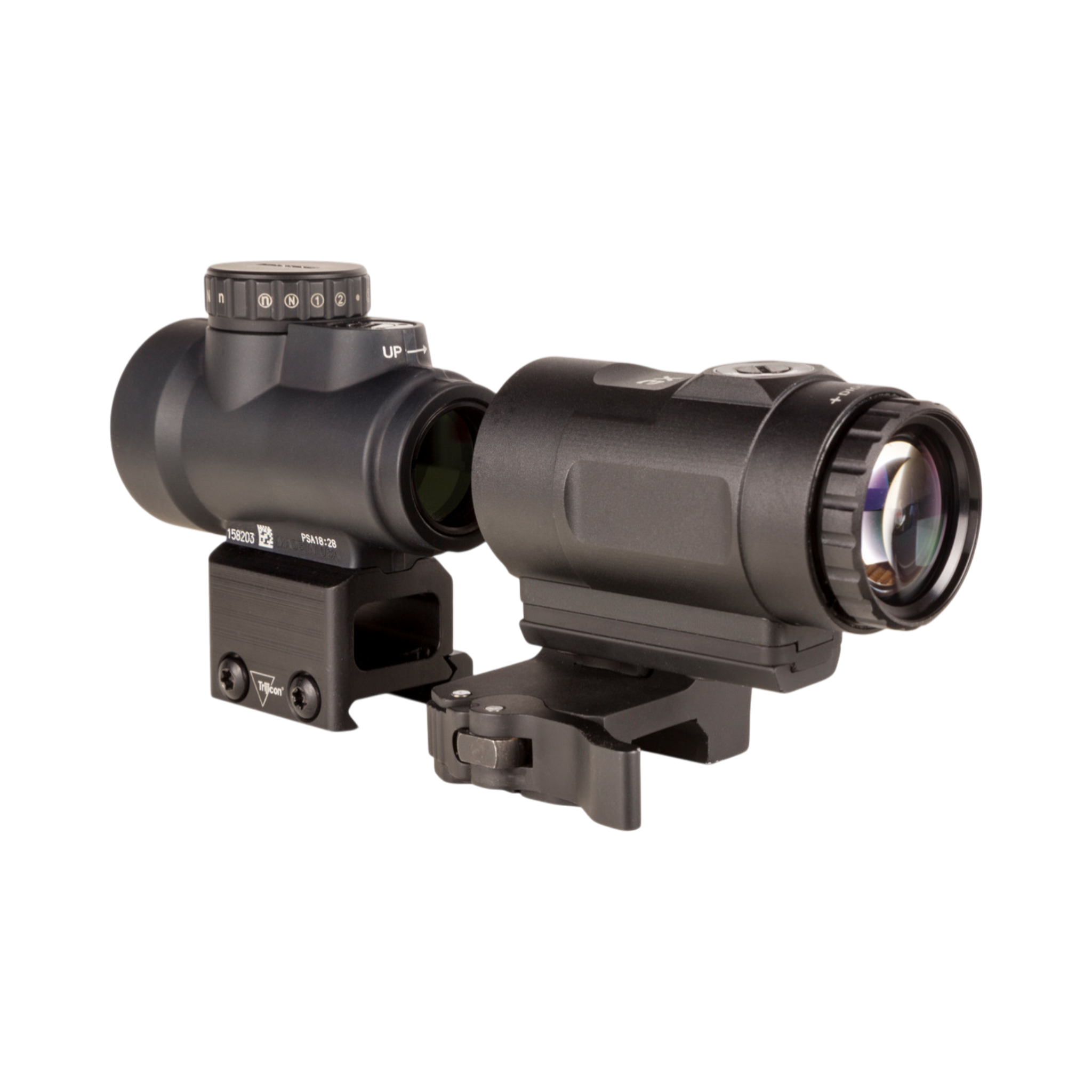 Trijicon MRO HD komplekts: 1x25 68 MOA/2 MOA, CW (AC32068) + 3x palielinātājs, regulējams ātrās nomaiņas stiprinājums