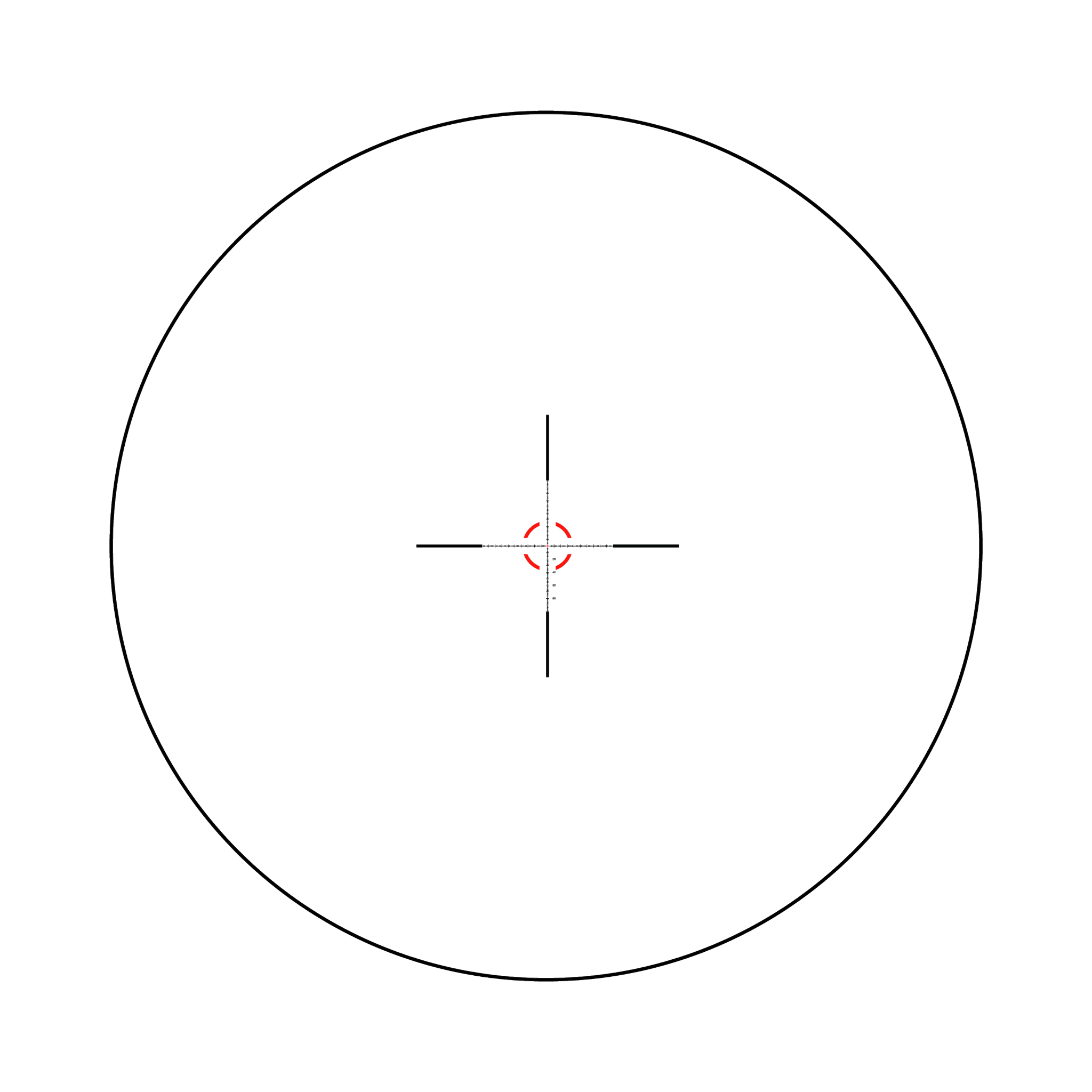 Credo® HX 1-8x28 FFP ar sarkanu/zaļu MOA segmentētu apli, 34 mm, satīna melnā krāsā, atklāti fiksējošie regulatori