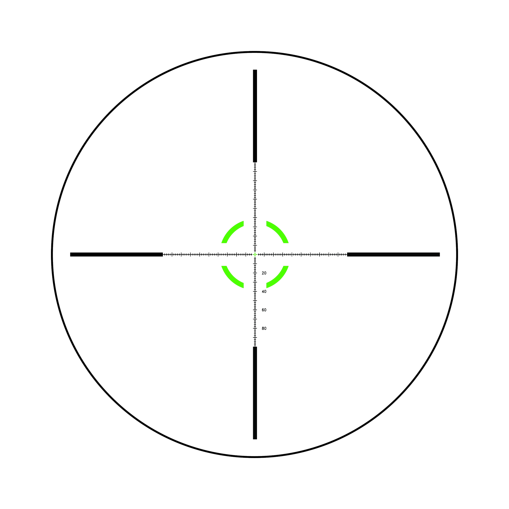 Credo® HX 1-8x28 FFP ar sarkanu/zaļu MOA segmentētu apli, 34 mm, satīna melnā krāsā, atklāti fiksējošie regulatori