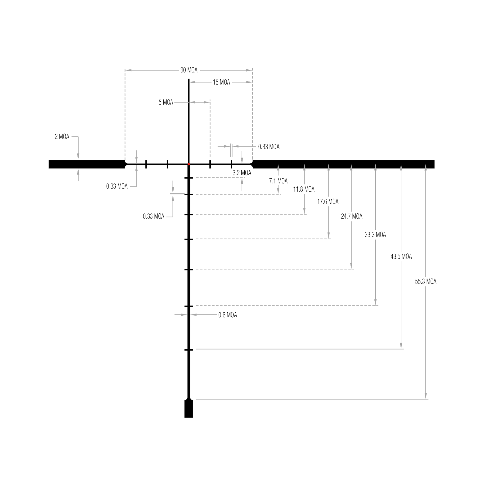 Credo® HX 1-6x24 SFP ar sarkanu PowerDot™, BDC mednieku tēmēkli .308, 30 mm, satīna melns, ar zemu vāciņu