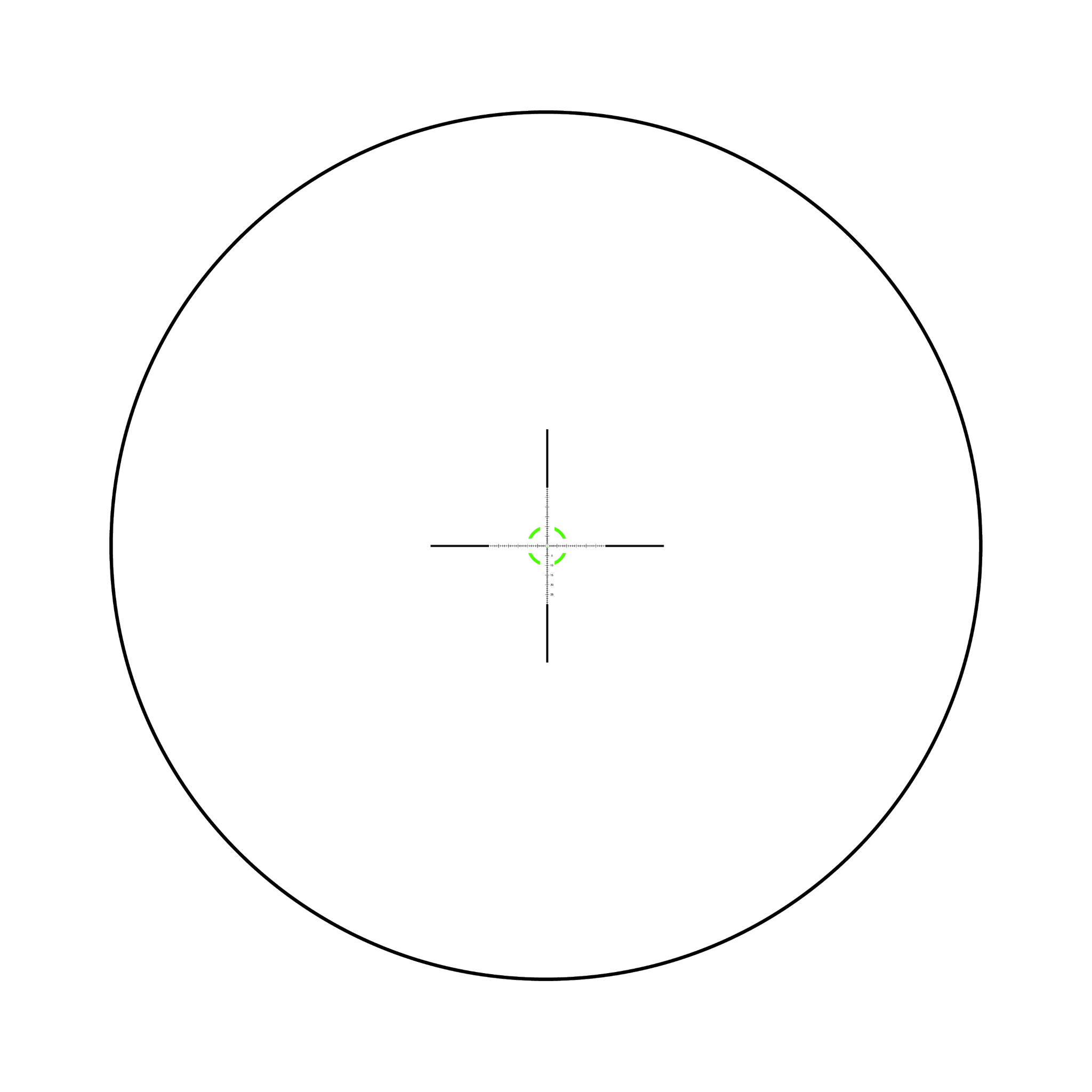 Credo® 1-6x24 FFP ar zaļu MRAD segmentētu apmali, 30 mm, matēti melns, ar zemu vāciņu