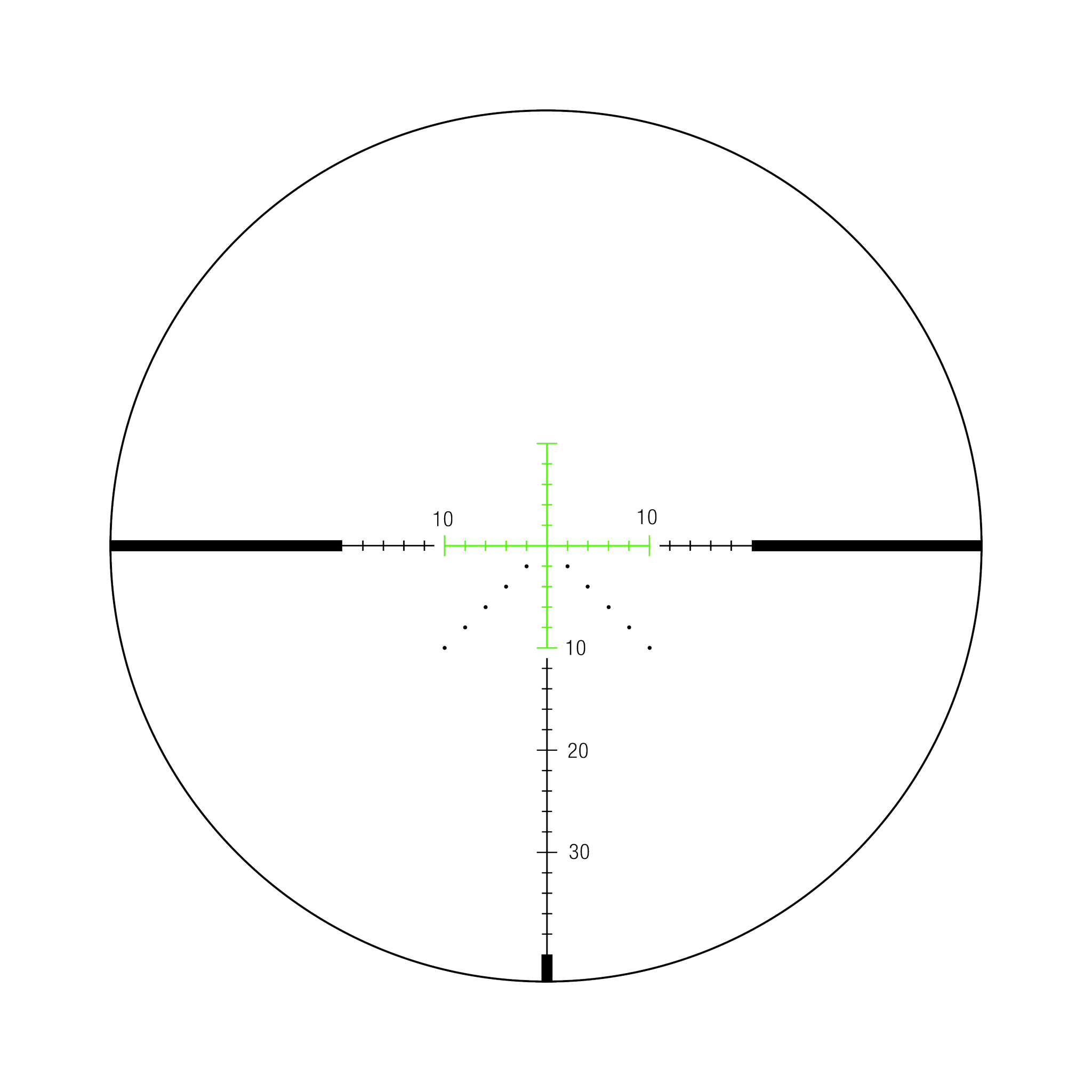 Credo® 3-9x40 SFP ar zaļo MOA Precision Hunter, 1 collas caurule, matēti melna, ar zemu vāciņu
