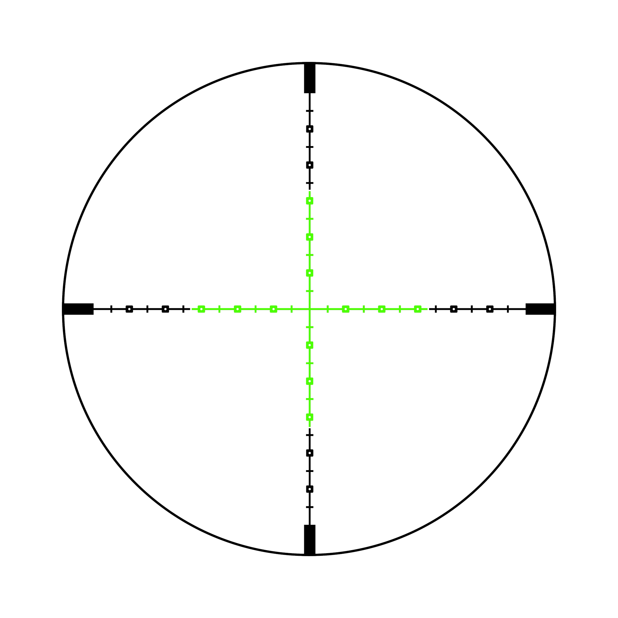 Credo® 3–9x40 SFP ar zaļu MIL-Square, 1 collas caurule, matēti melns, ar zemu vāciņu
