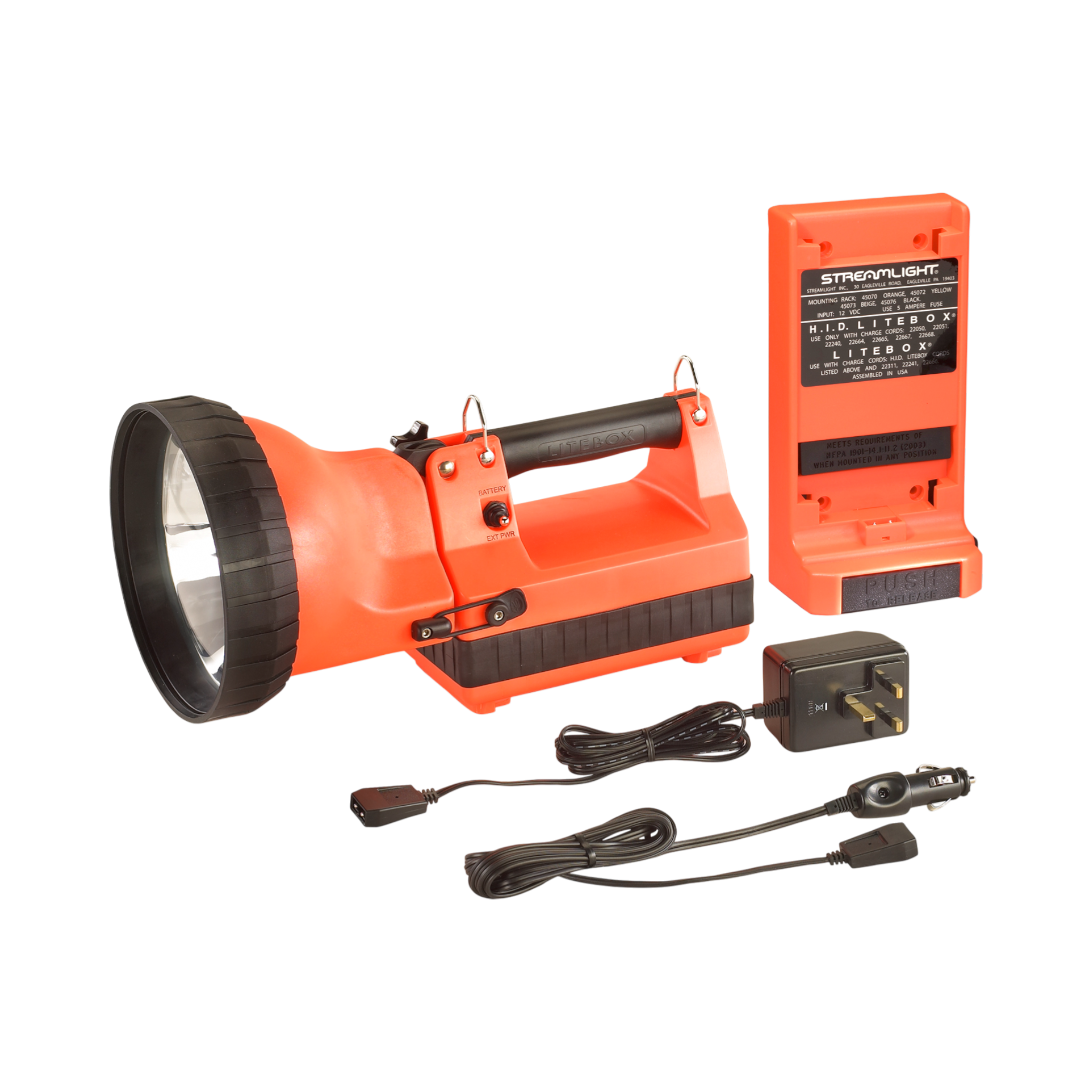 Streamlight LiteBox Std. sistema – 240 V kintama srovė/12 V nuolatinė srovė – oranžinė (45603)