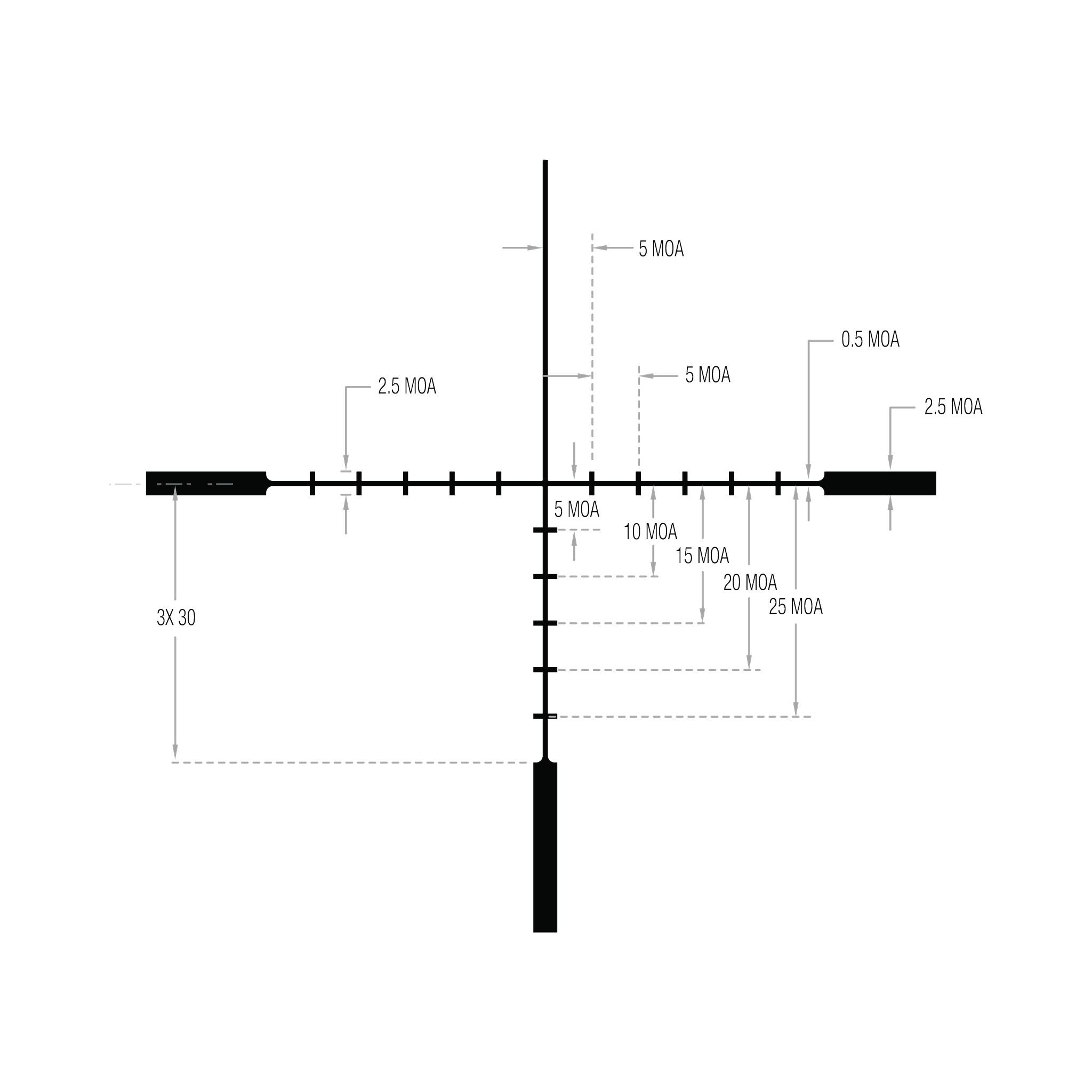 Ascent® 1-6x24 optiskais tēmēklis ar BDC mērķa fiksatoriem, 30 mm, matēti melns, regulatori ar aizsargvāciņiem