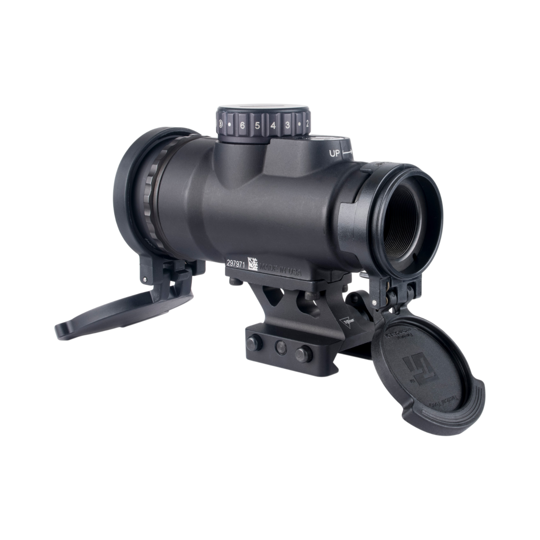Trijicon MRO® HD Patrol regulējams LED tēmēklis ar 68 MOA tēmēkļa krustu un 2,0 MOA sarkanu punktu; pilnībā pagriežams ātrās nomaiņas Q-LOC (AC32070)