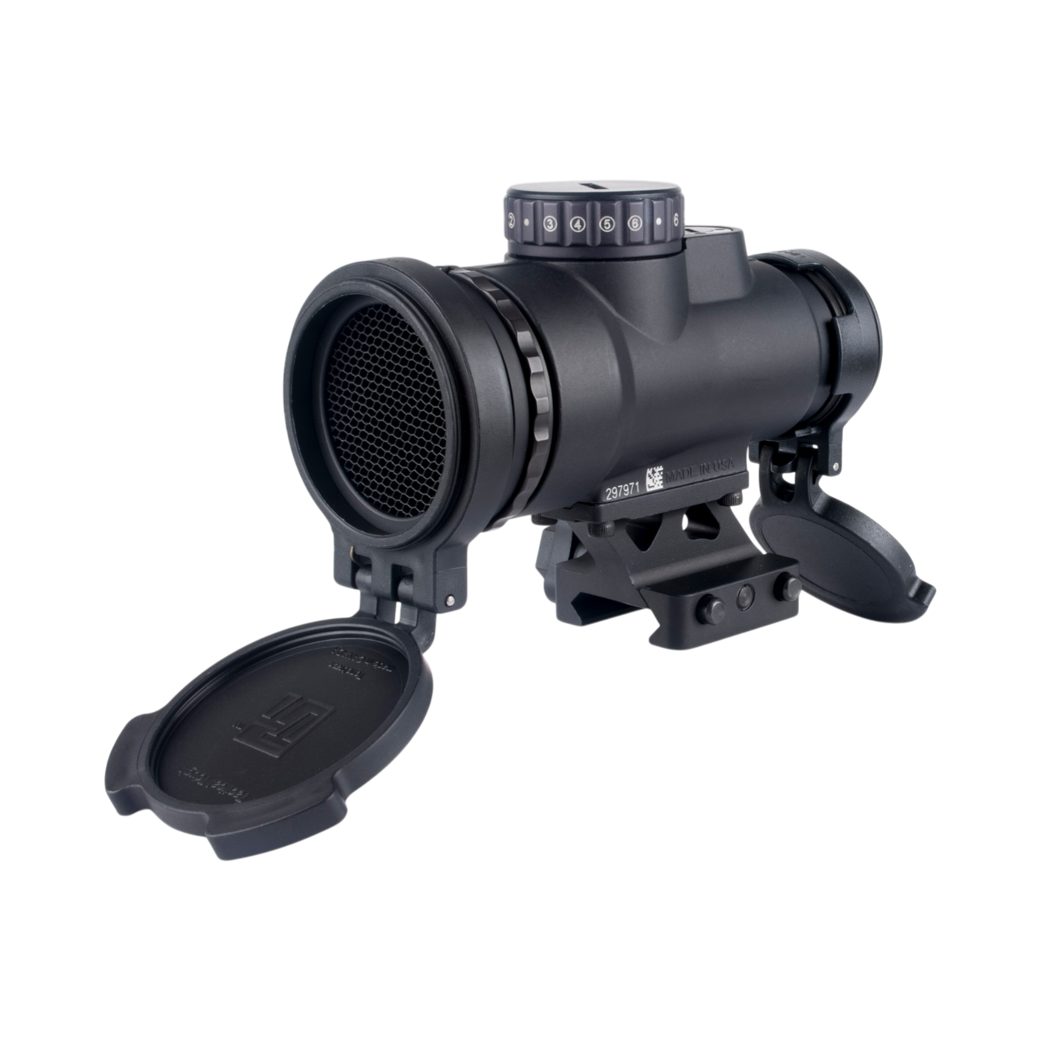 Trijicon MRO® HD Patrol regulējams LED tēmēklis ar 68 MOA tēmēkļa krustu un 2,0 MOA sarkanu punktu; pilnībā pagriežams ātrās nomaiņas Q-LOC (AC32070)