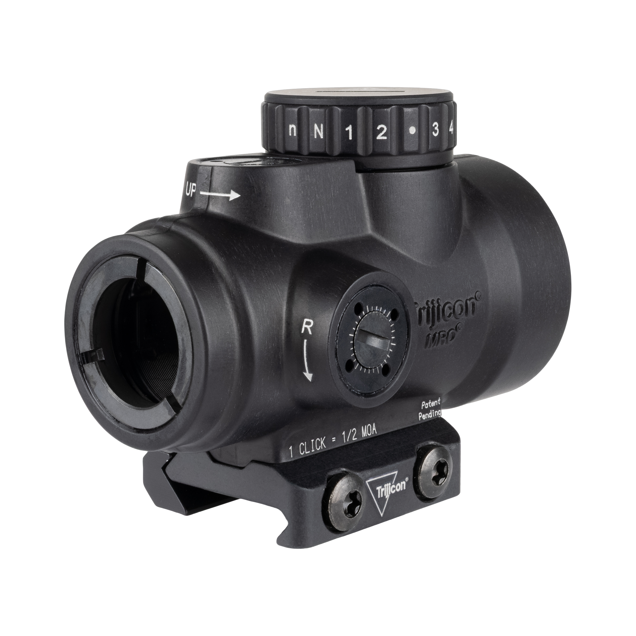 Trijicon MRO® SD 1x25 tēmēklis ar zaļu punktu un regulējamu sarkanu punktu (2,0 MOA); zems stiprinājums (AC32067)