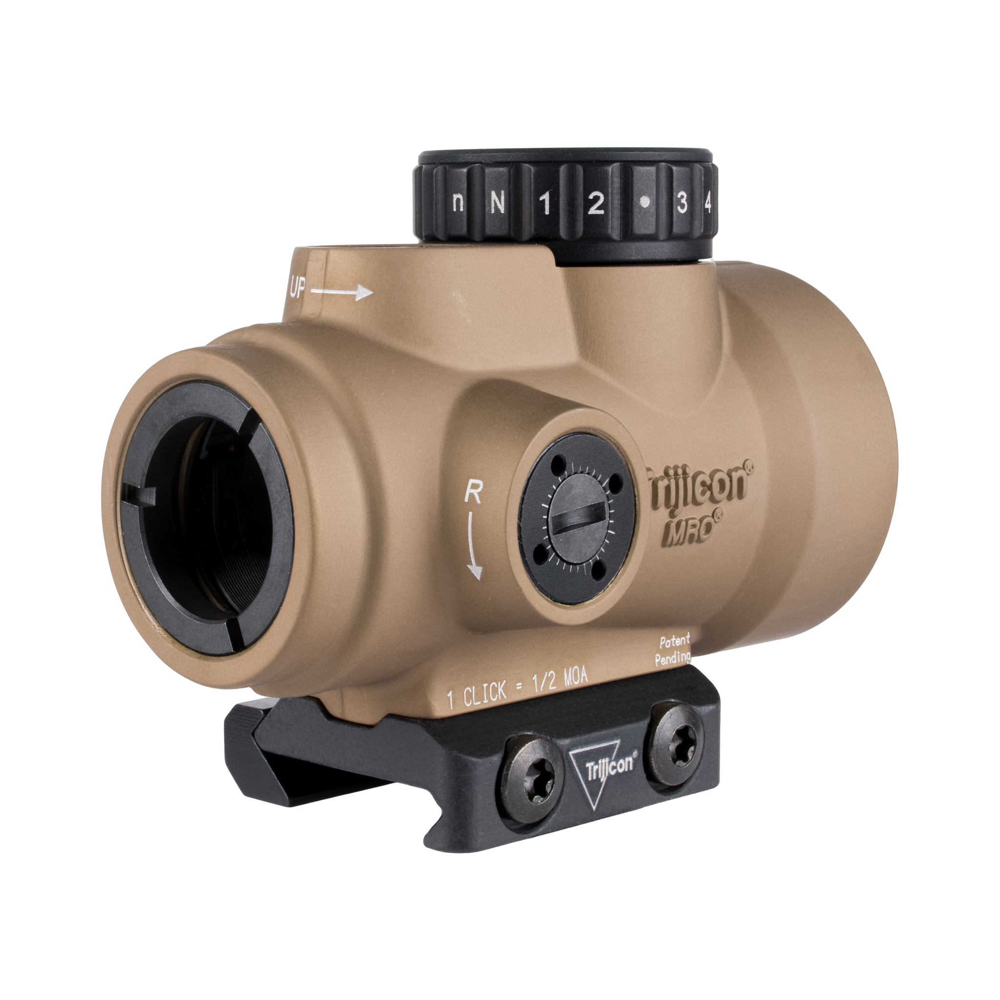 Trijicon MRO® SD 1x25 ar regulējamu LED 2,0 MOA sarkano punktu, anodēts koijotu brūnā krāsā; zems stiprinājums (AC32067)