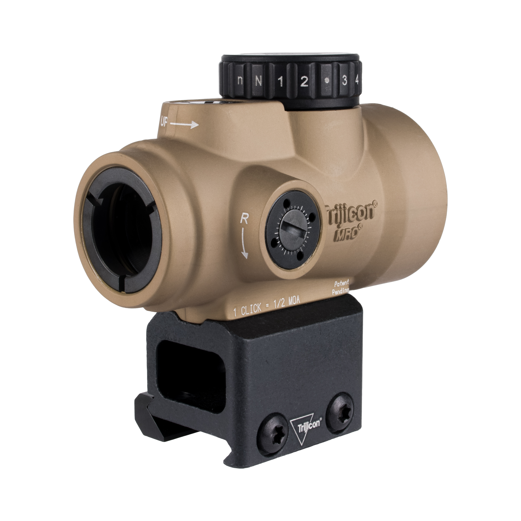 Trijicon MRO® SD 1x25 ar regulējamu LED 2,0 MOA sarkano punktu, anodēts koijotu brūnā krāsā; apakšējā trešdaļa pa labi (AC32069)