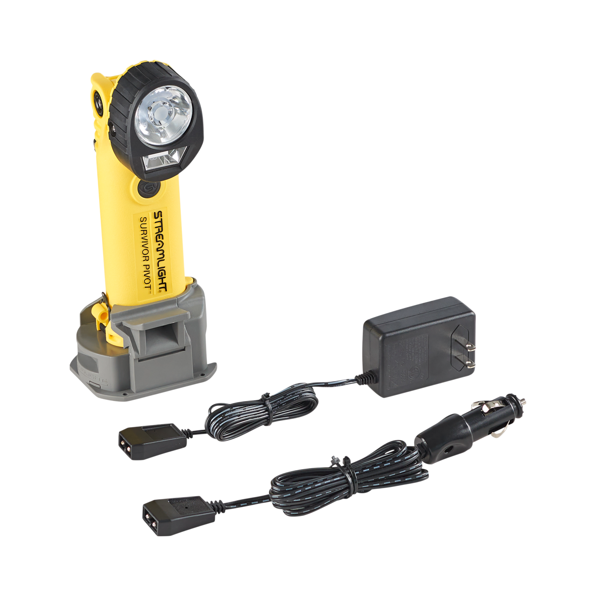 Streamlight Pivot – 120 V/100 V maiņstrāva/12 V līdzstrāva (bez alk. bateriju turētāja) – dzeltens (91812)