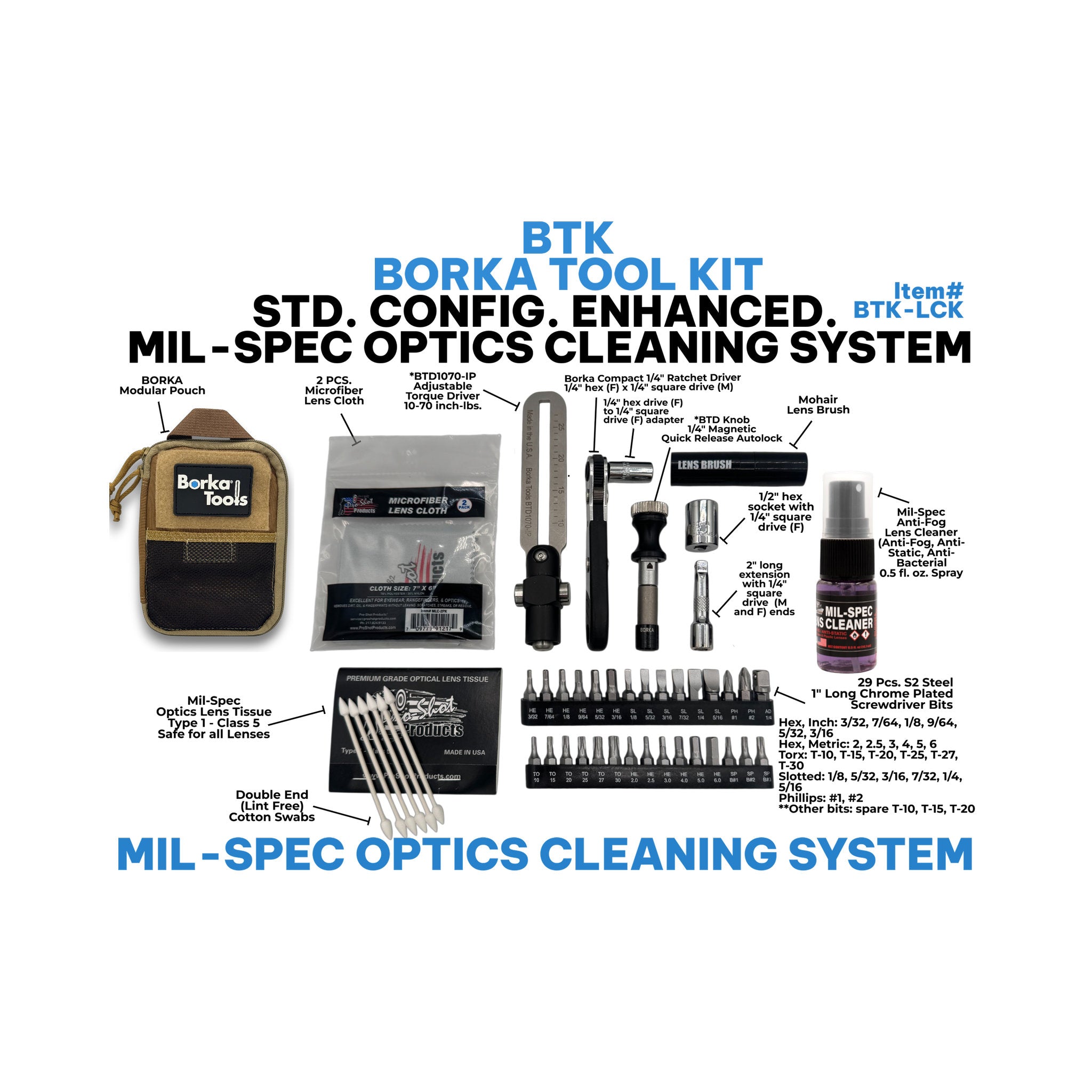 Borka Tool Kit (Std. Config.) w/ Mil-Spec Lens Cleaning System