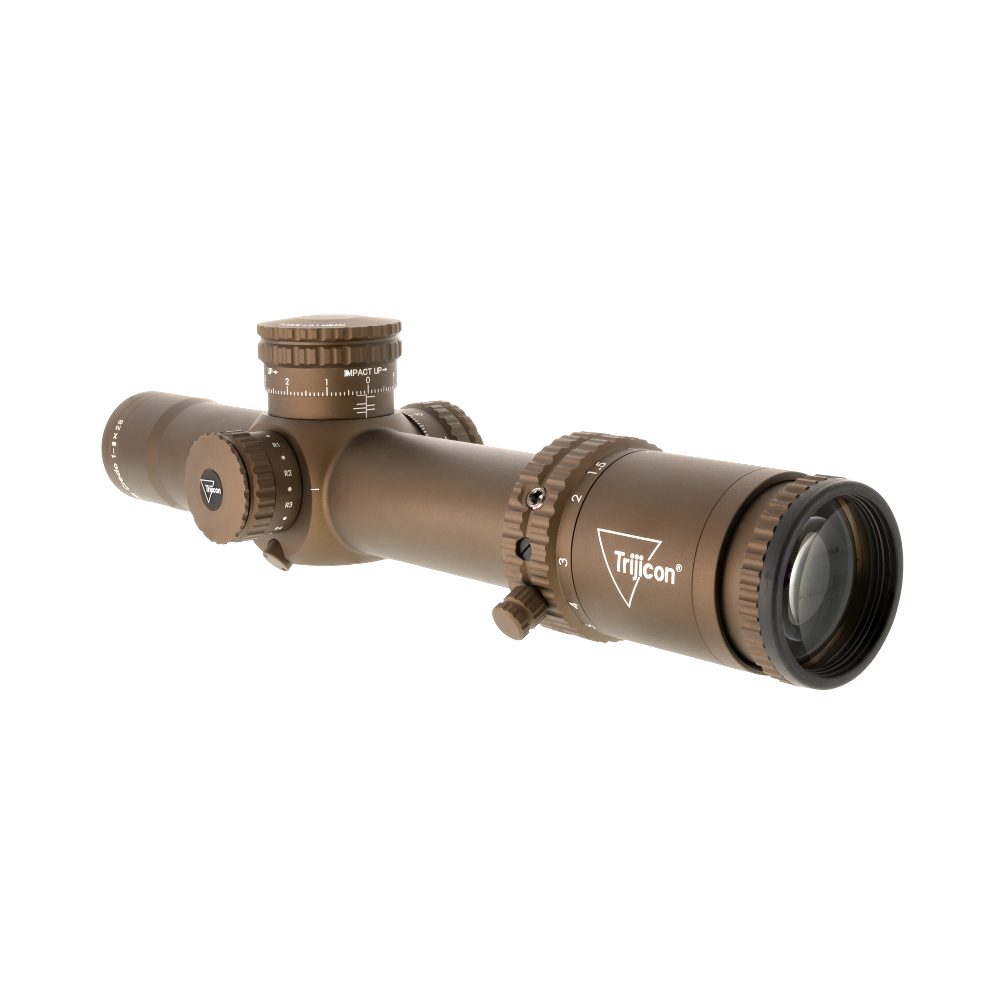 Credo® 1-8x28 FFP Coyote Brown w/ Red/Green MRAD Seg. Circle, 34mm, Exposed Locking Adjusters