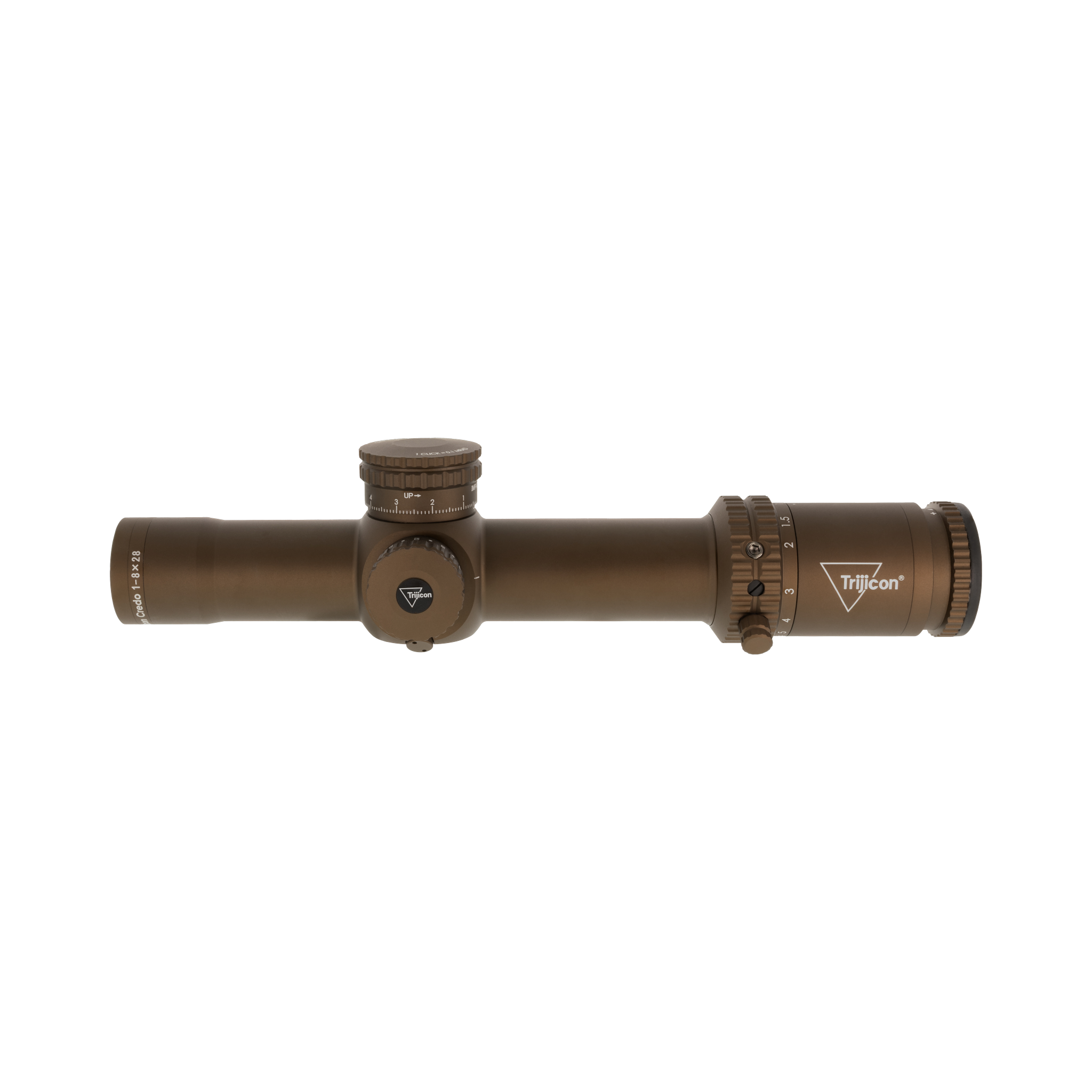 Credo® 1-8x28 FFP Coyote Brown w/ Red/Green MRAD Seg. Circle, 34mm, Exposed Locking Adjusters