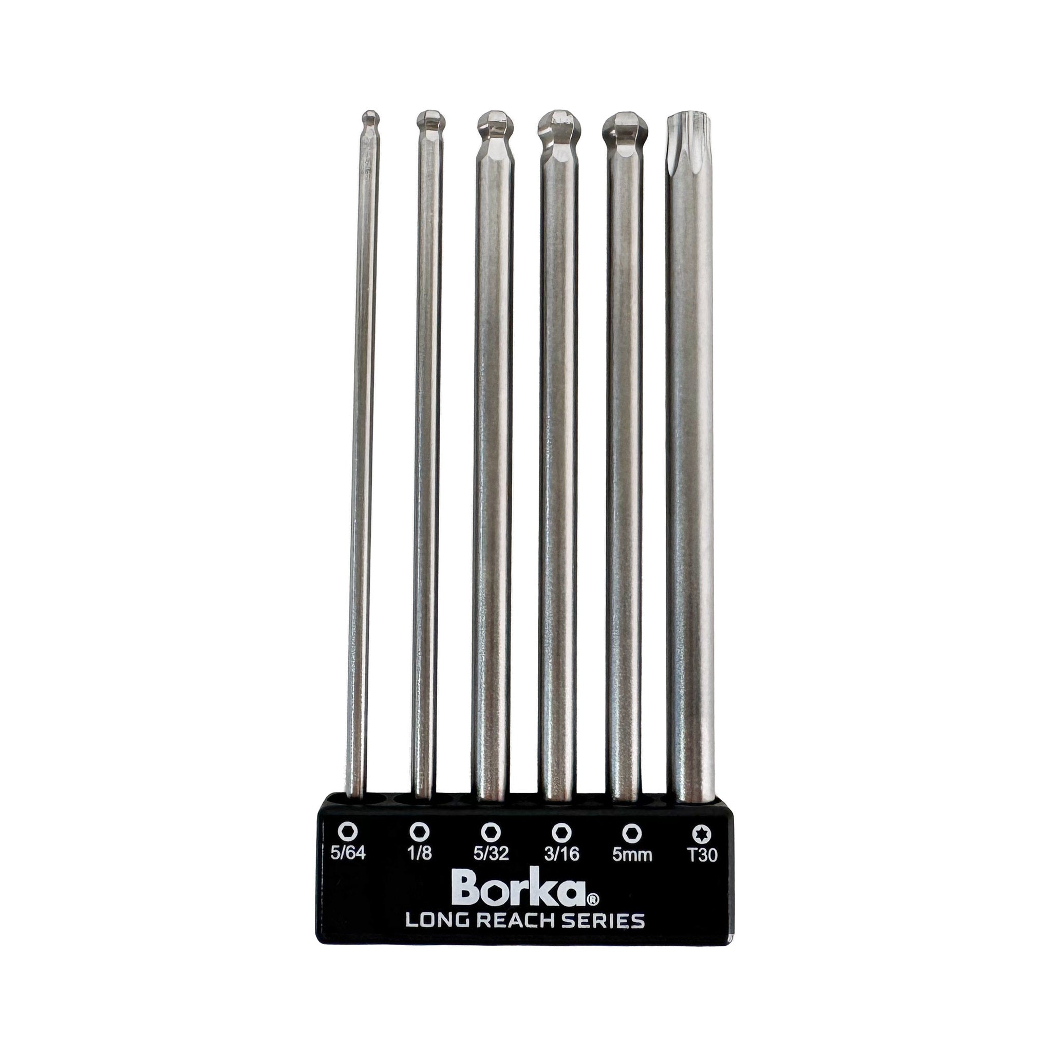 Borka Long Reach seeria tööotsikud 6 tk Otsikud: 5/64”, 1/8”, 5/32", 3/16", 5 mm, T30 (LRS-SET)