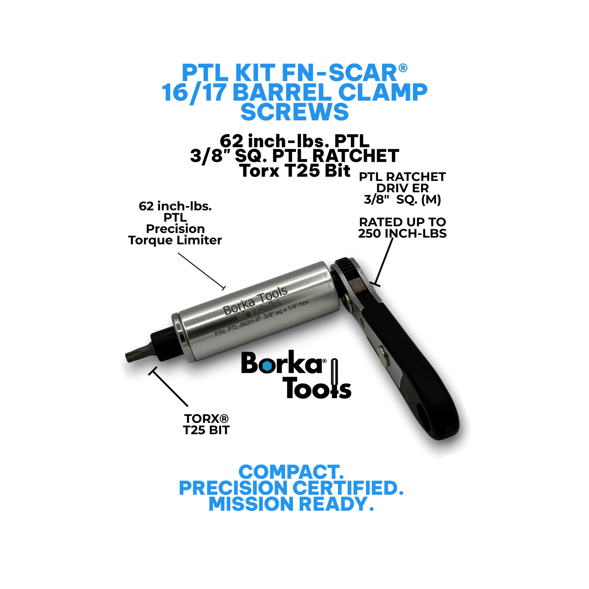 Borka 62 inch-lbs Single PTL Kit for FNH-SCAR 16/17 barrel clamp screws (PTL0062K1)