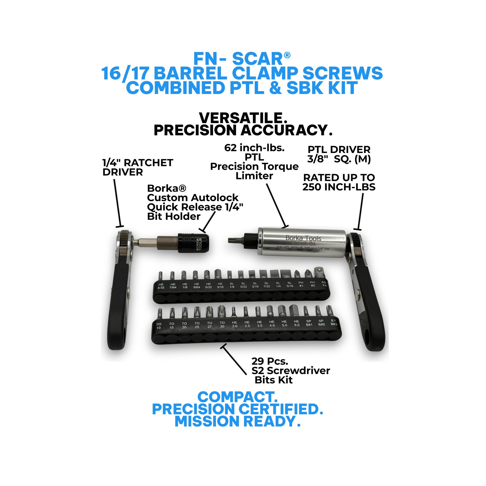 Zestaw Borka 62 cali-funtów Single PTL z SBK do śrub zaciskowych lufy FNH-SCAR 16/17 (PTL0062K3)