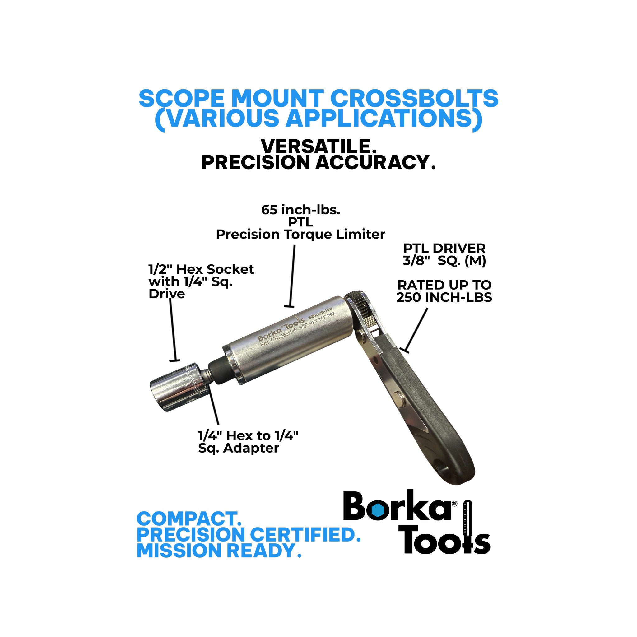 Borka 65 inch-lbs Single PTL Kit for Various Scope Mount Crossbolts (PTL0065K1)