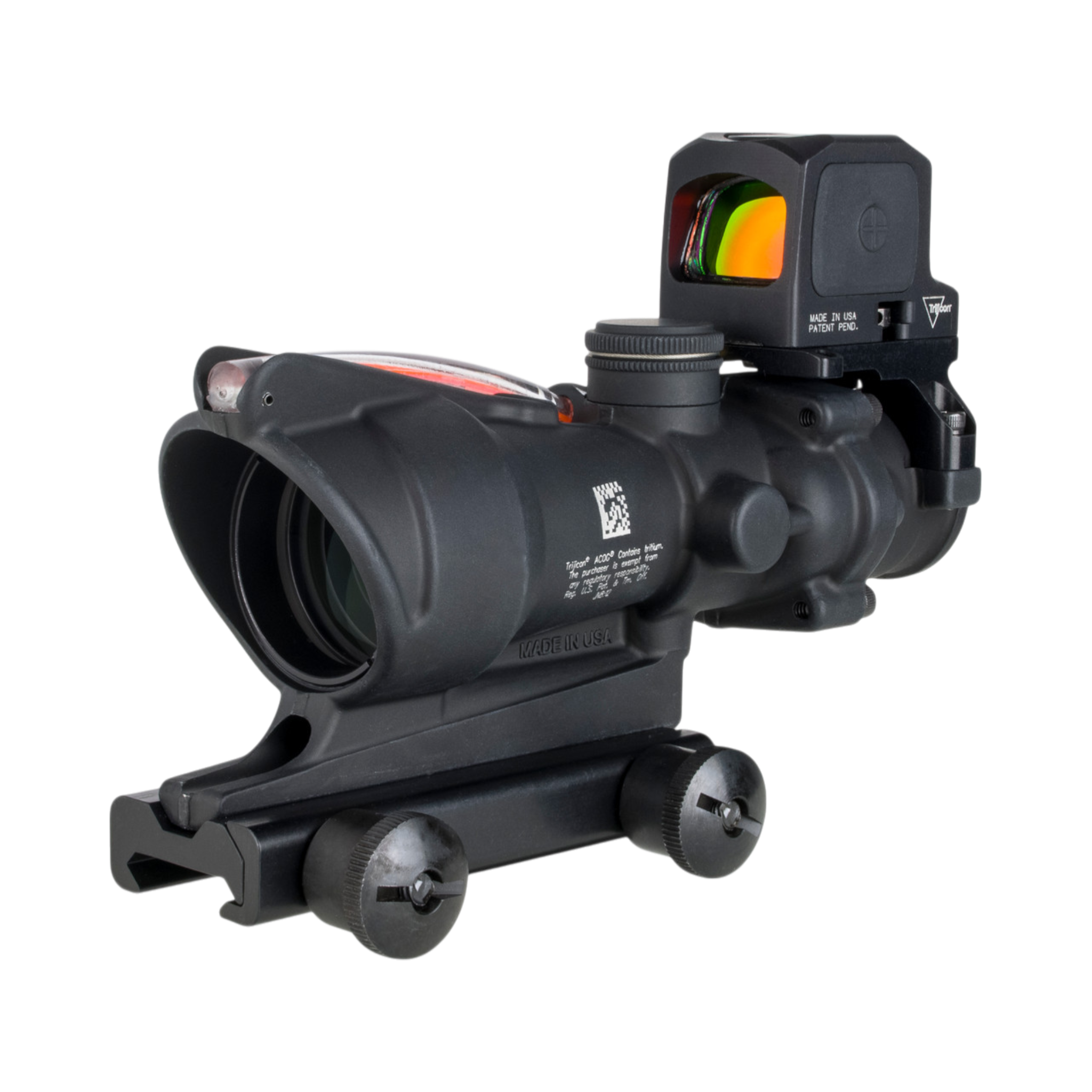 Trijicon ACOG® 4x32, D.I. Red Chevron .223 Reticle, Colt Knob Mount & 3.25 MOA Red RCR