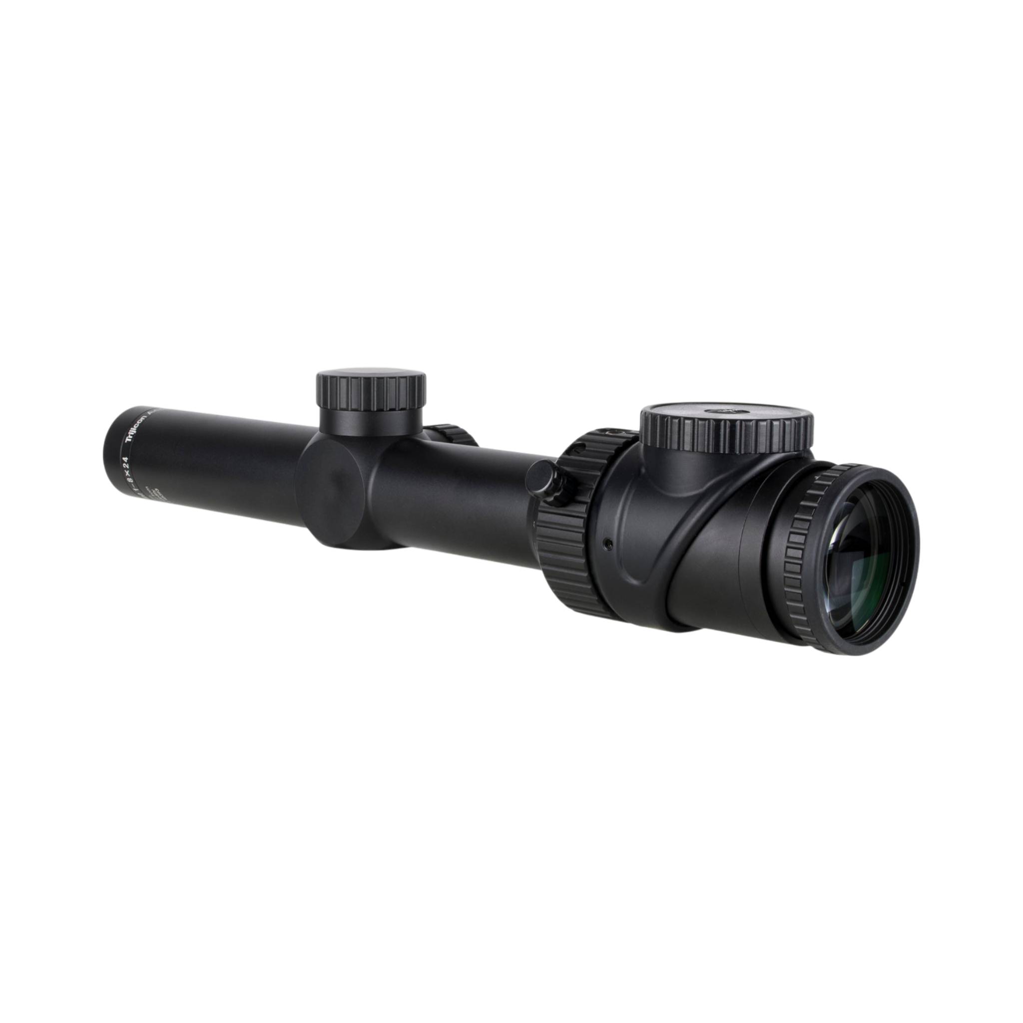 AccuPoint® 1-8x24 optiskais tēmēklis ar BAC, sarkanu trīsstūra tēmējlīniju, 30 mm cauruli, satīna melnā krāsā, ar aizsargvāciņu