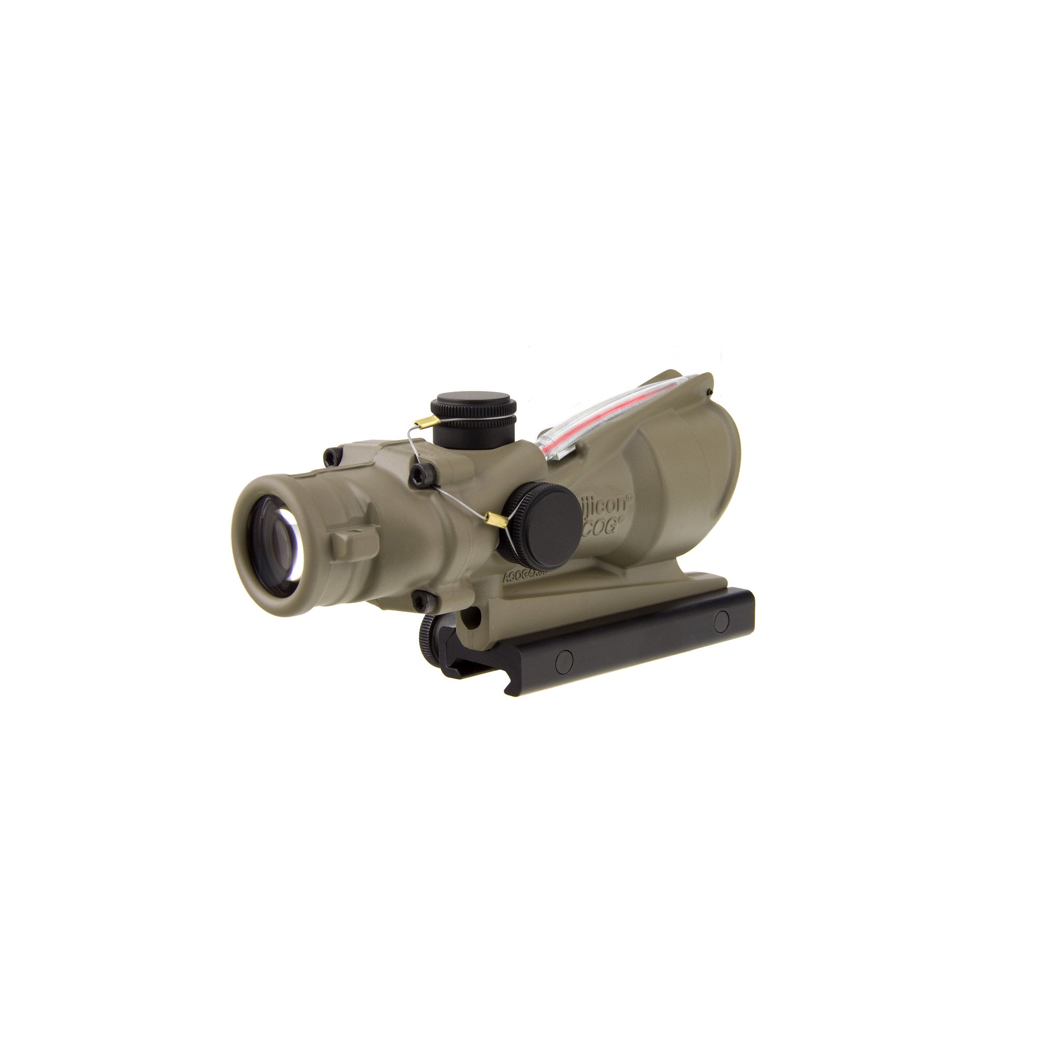 Trijicon ACOG® 4x32 BAC rifle scope, kahekordne valgustatus. Punane ristkülik .223 BDC sihtimismärk, CK FDE