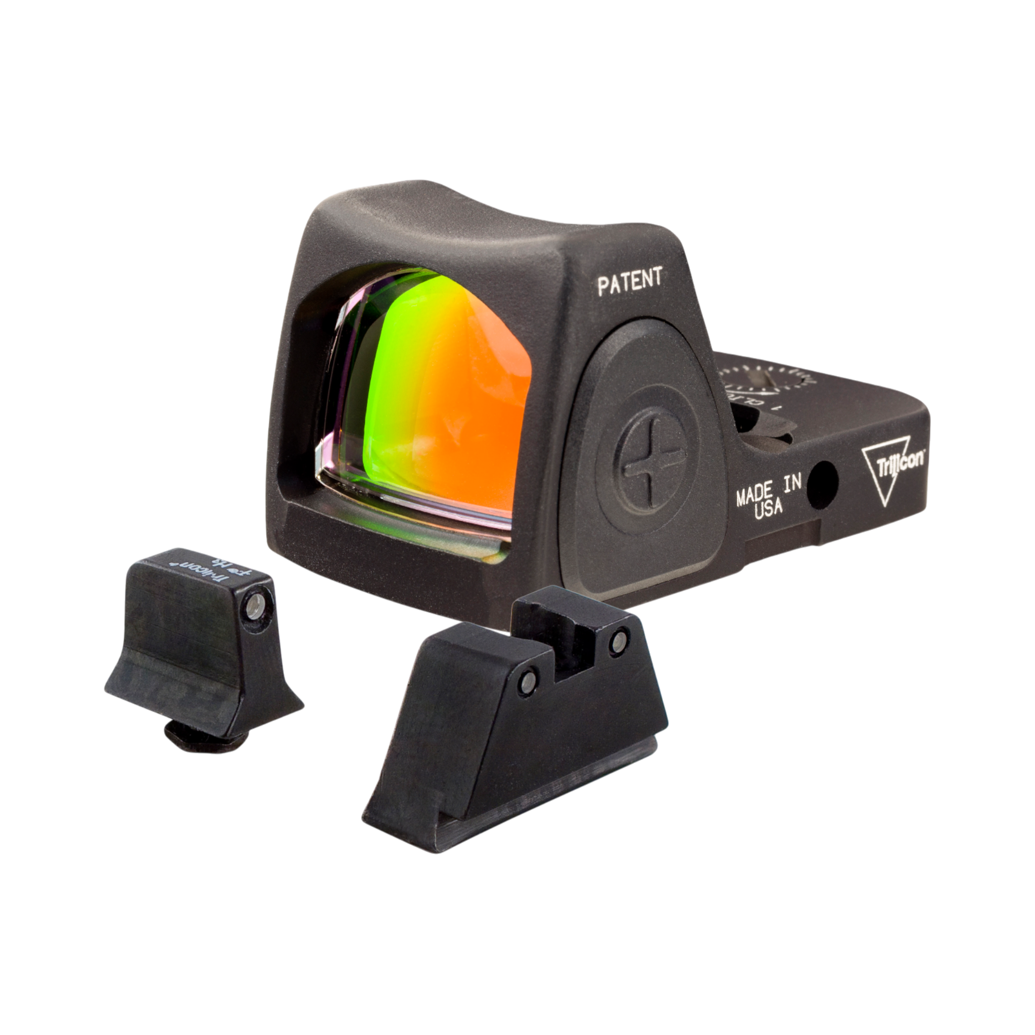 Trijicon Dual Defense™ rinkinys – 3,25 MOA raudonas taškas RMR® Type 2 + juodi/žali taikikliai Glock pistoletams