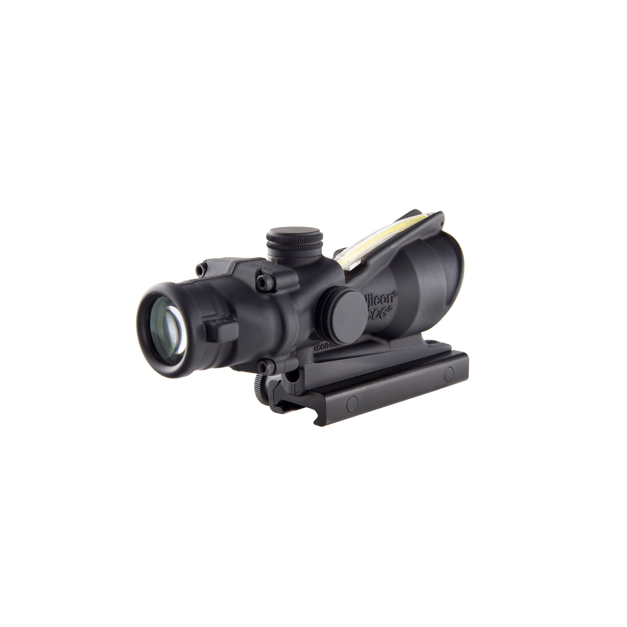 Trijicon ACOG® 4x32 BAC šautuvų optinis taikiklis, dvigubas apšvietimas. Gintaro spalvos Chevron .223 BDC tinklelis
