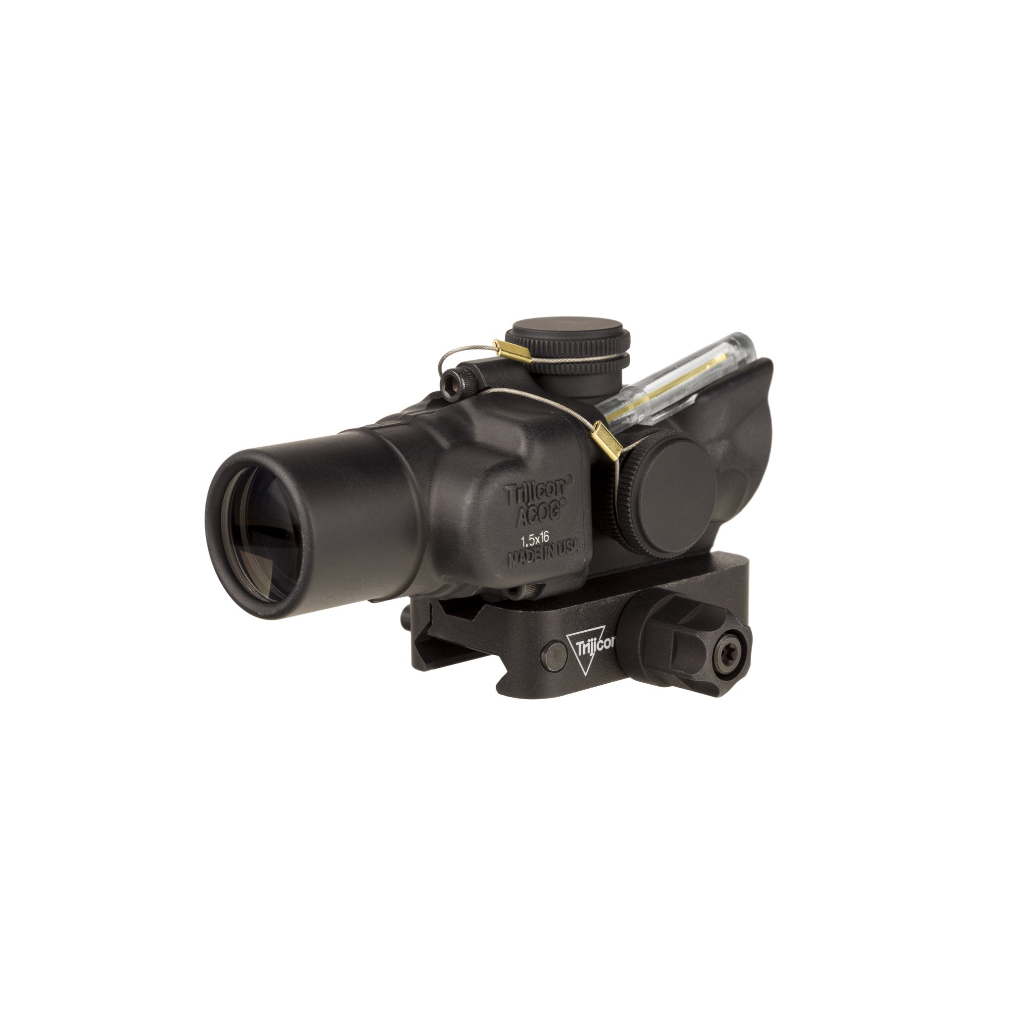 Trijicon 1,5x16S kompaktiškas ACOG® taikiklis, žemas, dvigubas apšvietimas, gintarinis žiedas ir 2 MOA taškas su Q-LOC tvirtinimu