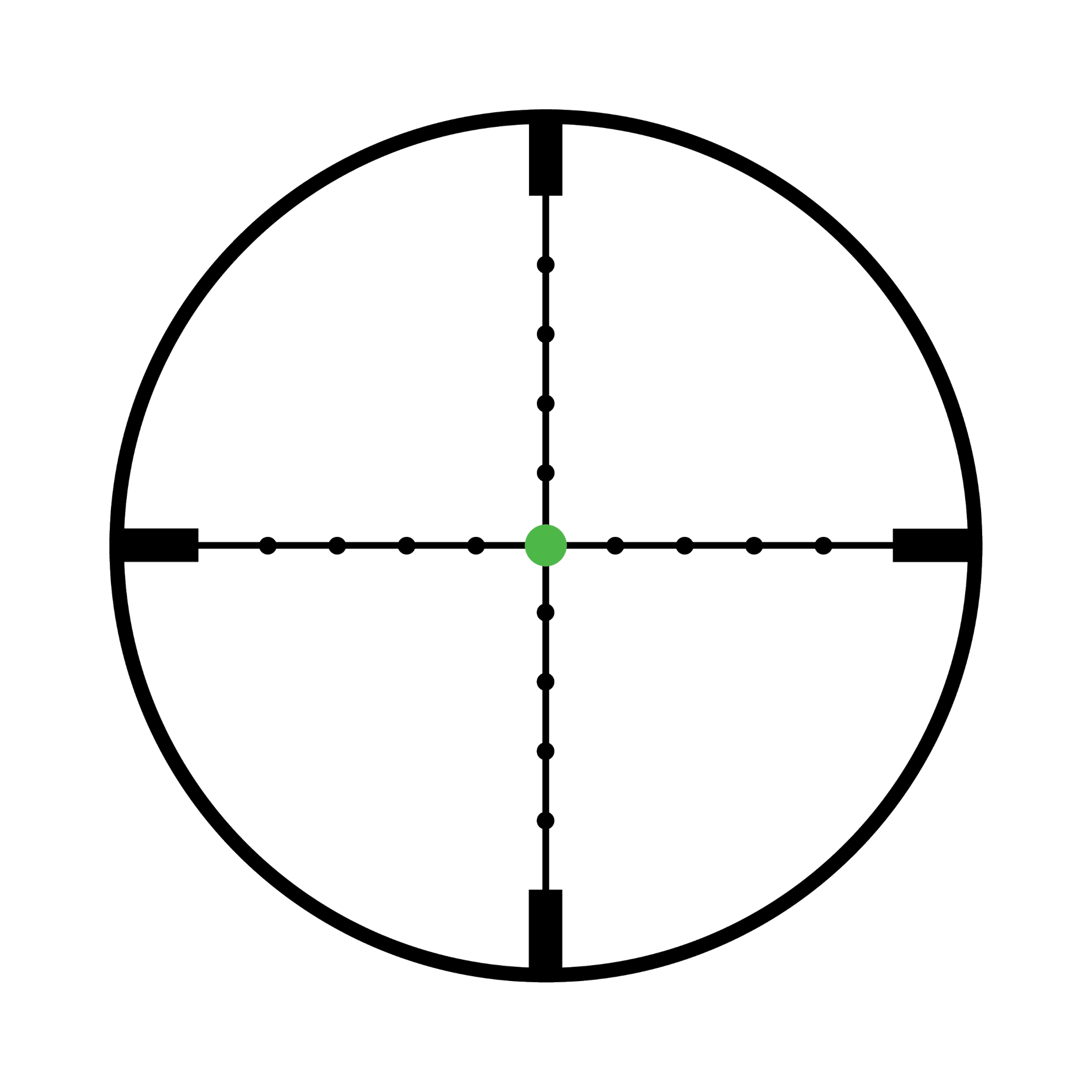AccuPoint® 2,5–10x56 optiskais tēmēklis ar MIL-Dot tēmējlīniju un zaļu punktu, 30 mm, matēti melns, ar aizsargvāciņu