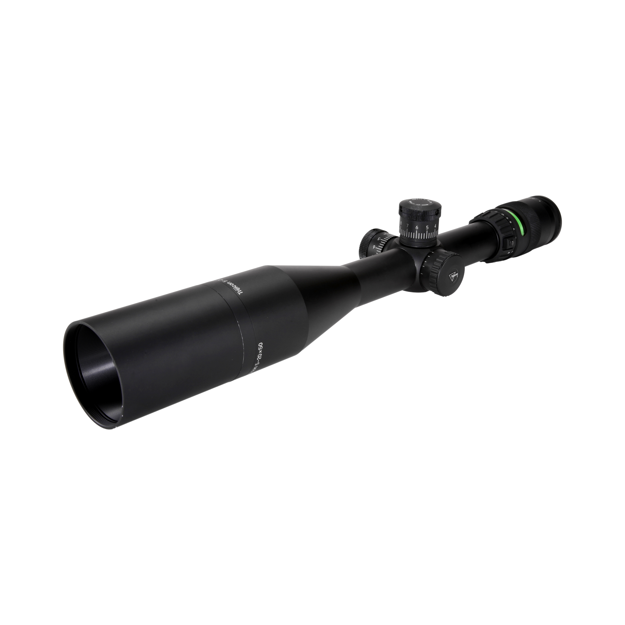 „AccuPoint®“ 5–20x50 su „MIL-Dot“ tinkleliu ir žaliu tašku, 30 mm, matinė juoda spalva, atviri reguliatoriai