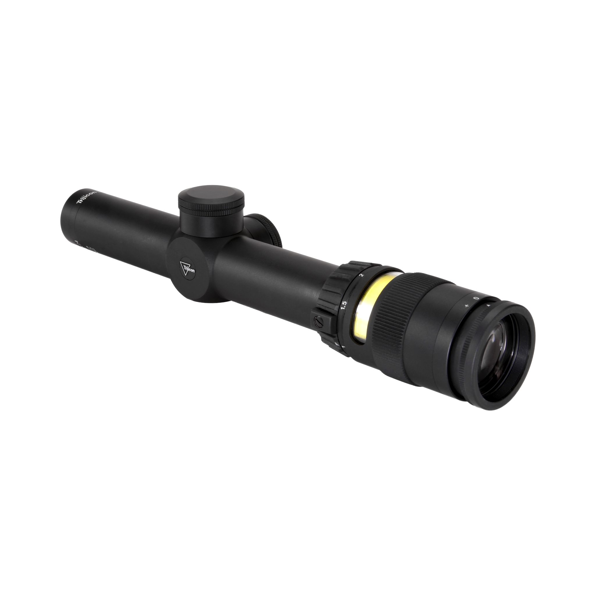 AccuPoint® 1-4x24 optiskais tēmēklis ar BAC, dzintara krāsas trīsstūra tēmējlīniju, 30 mm, matēti melns, ar aizsargvāciņu