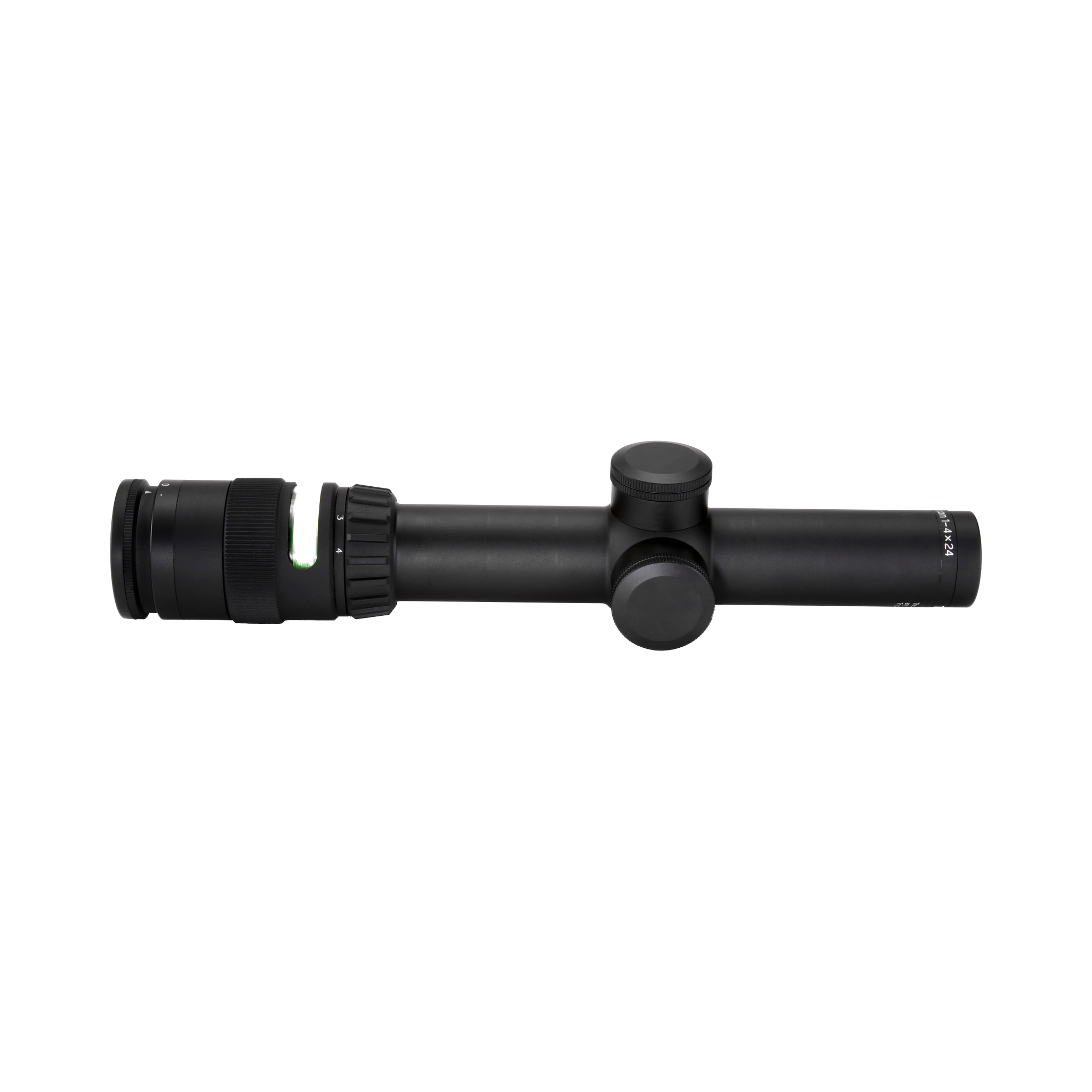 AccuPoint® 1-4x24 optiskais tēmēklis ar BAC, zaļo trīsstūra tēmējlīniju, 30 mm, matēti melns, ar aizsargvāciņu