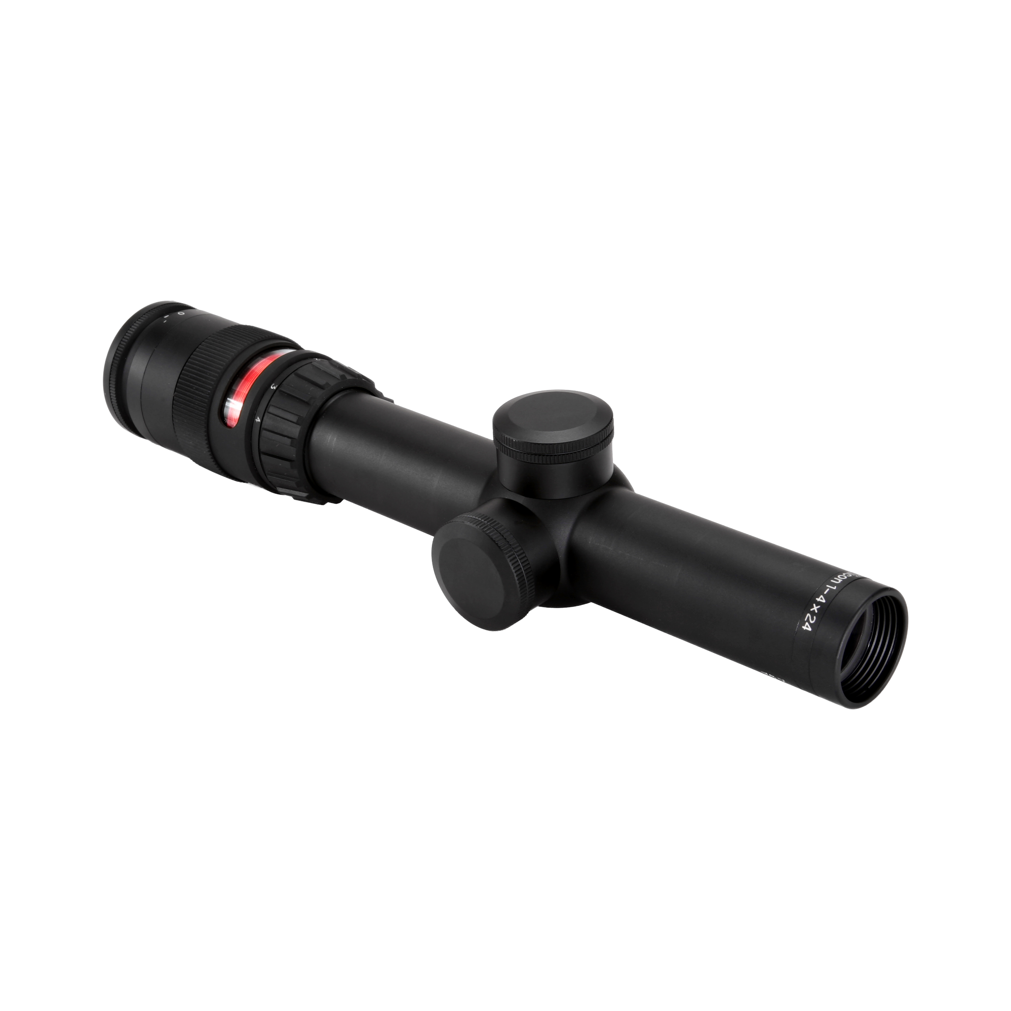 AccuPoint® 1-4x24 optiskais tēmēklis ar BAC, sarkanu trīsstūra tēmējlīniju, 30 mm, matēti melns, ar aizsargvāciņu