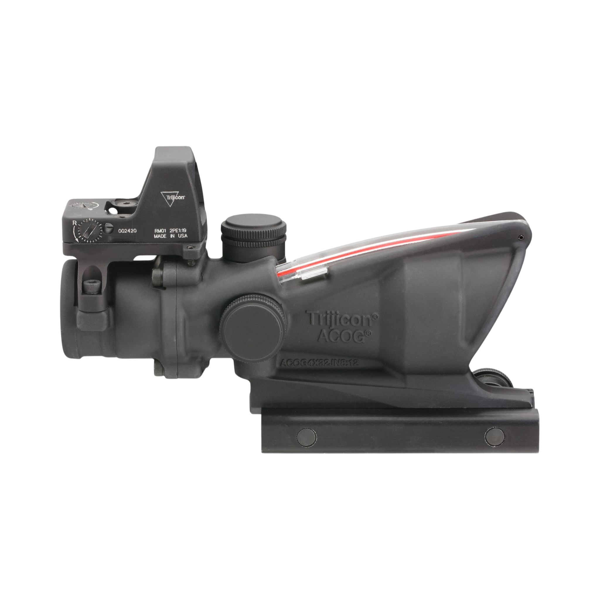 Trijicon ACOG® 4x32, D.I. Red Crosshair .223 Reticle, Colt Knob Mount & 3.25 MOA Red RMR Type 2