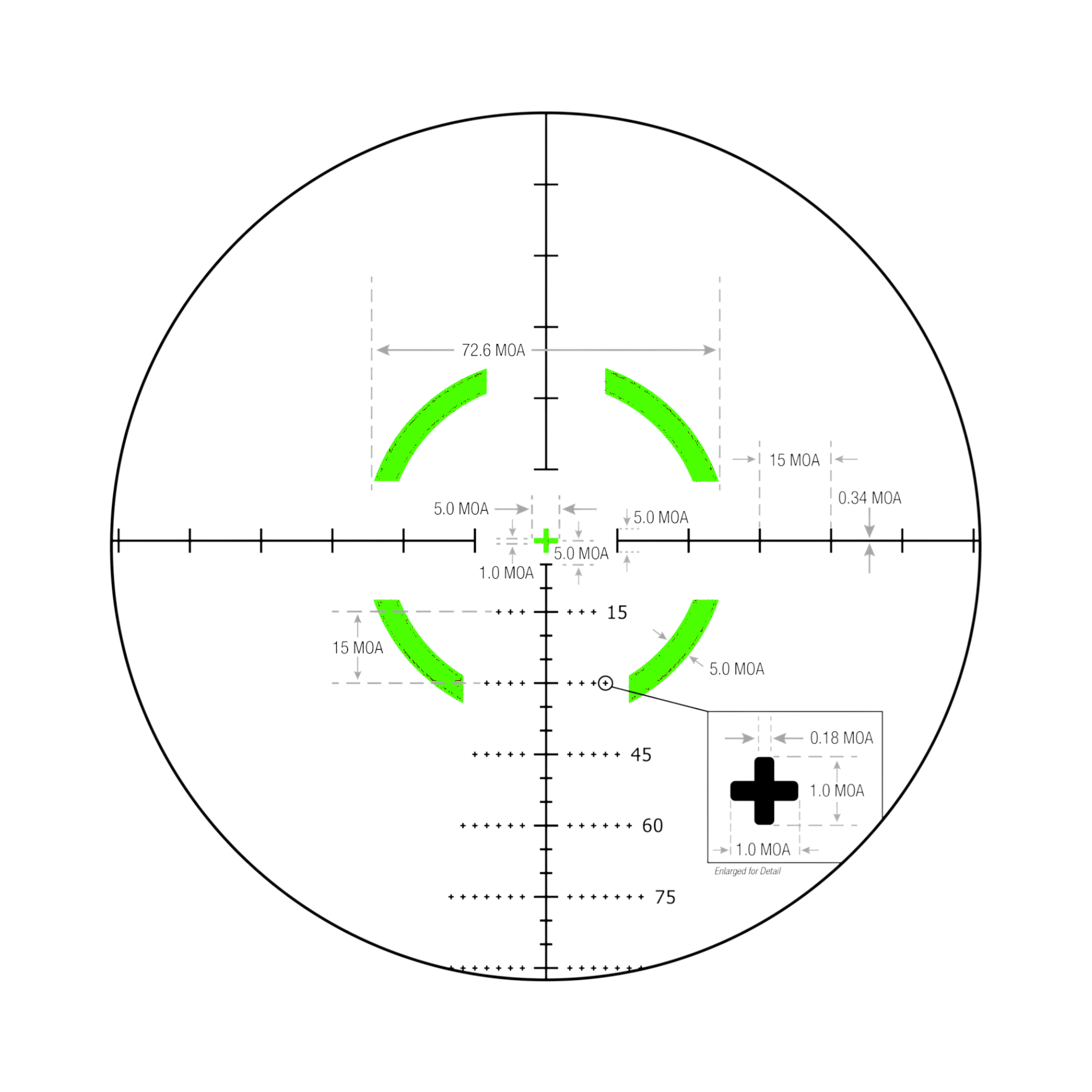 VCOG® 1-6x24; Green Seg. Circle/Crosshair MOA Reticle w/ Thumb Screw Mt.